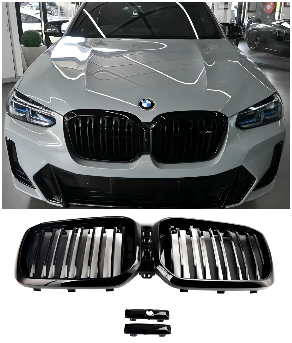 BMW X3 X4 G01 G02 2022 2023 Gloss Black Front Kidney Grill Grille