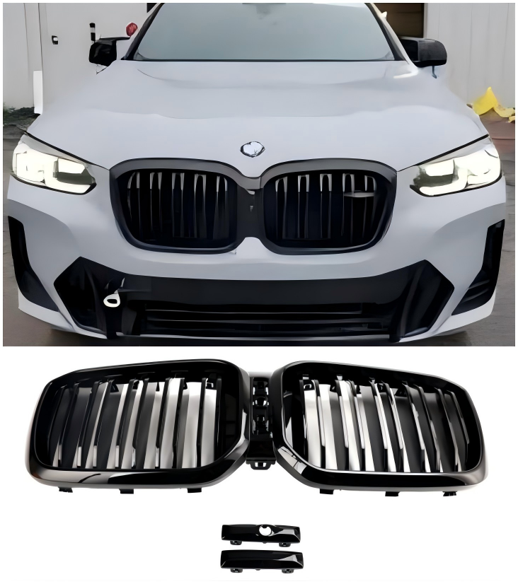 BMW X3 X4 G01 G02 2022 2023 Gloss Black Front Kidney Grill Grille