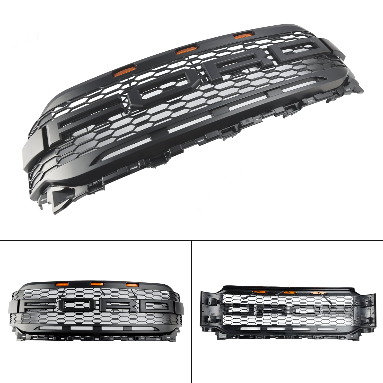 Ford F150 Raptor 2021-2023 W/ LED Replacement ABS Front Bumper Grill Grille