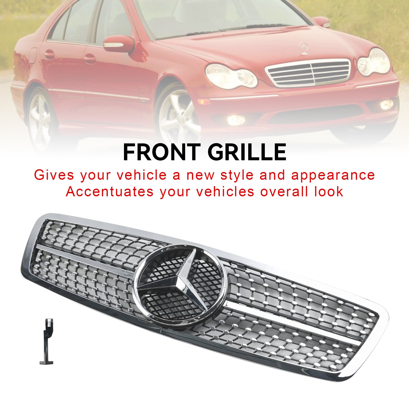 2001 2002 2003 2004 2005 2006 2007 Mercedes W203 C230 C320 C240 Front Bumper Kidney Grille Grill