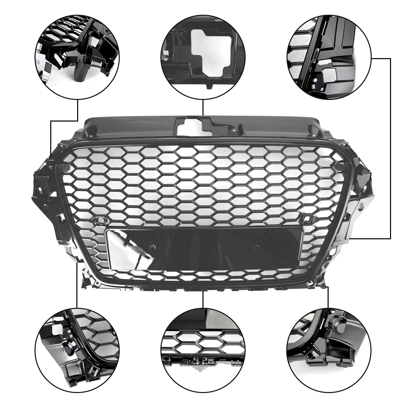 2013-2016 Audi A3 S3 RS3 Style Front Hood Henycomb Bumper Grille Grill