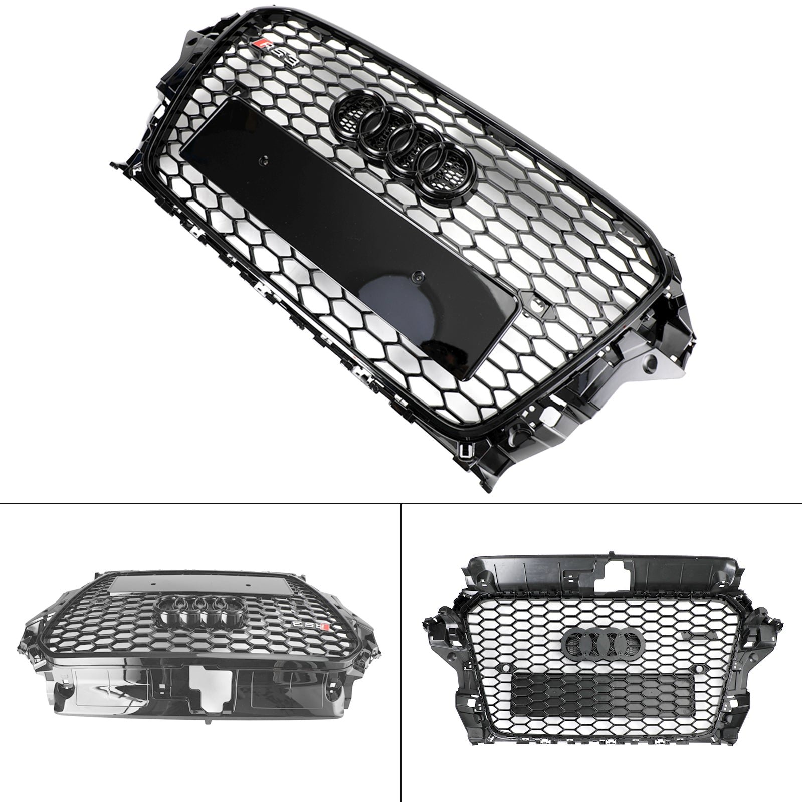 2013 2014 2015 2016 Audi A3 S3 RS3 Style Front Hood Henycomb Bumper Grille Grill Black
