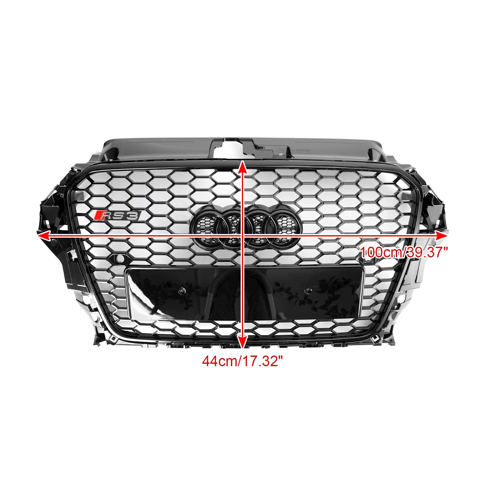 2013 2014 2015 2016 Audi A3 S3 RS3 Style Front Hood Henycomb Bumper Grille Grill Black