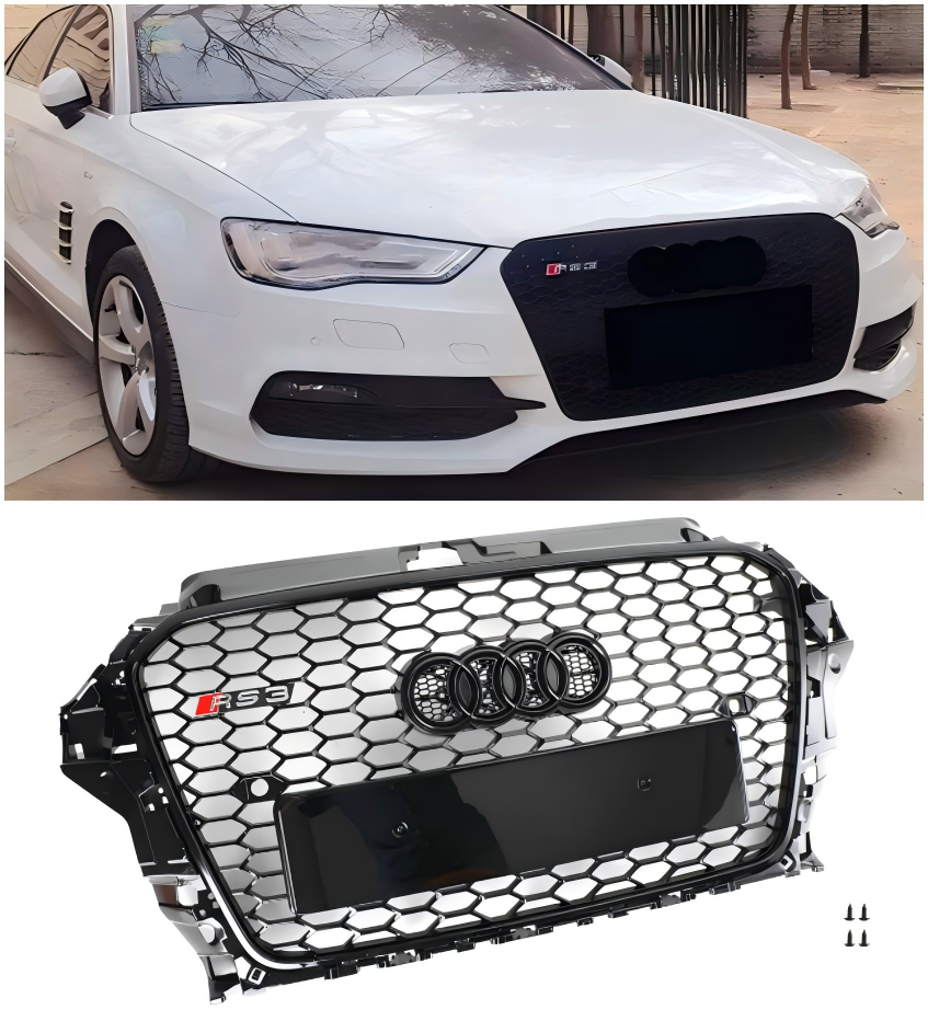 2013 2014 2015 2016 Audi A3 S3 RS3 Style Front Hood Henycomb Bumper Grille Grill Black