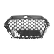 2013 2014 2015 2016 Audi A3 S3 RS3 Style Honeycomb Front Bumper Grille Gloss Black