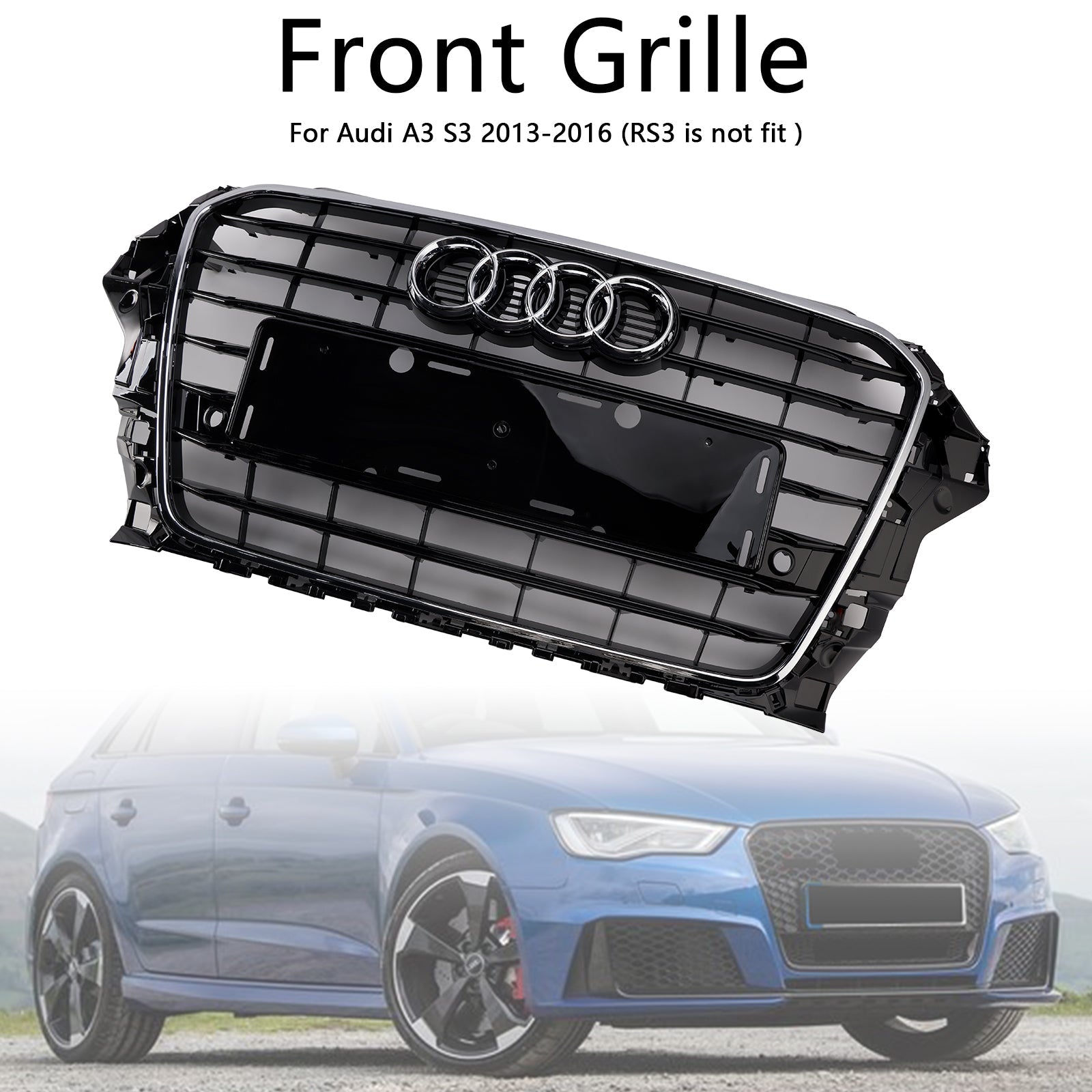 2013 2014 2015 2016 Audi A3 S3 S3 Style Front Bumper Grille Grill 8V3853651 Chrome