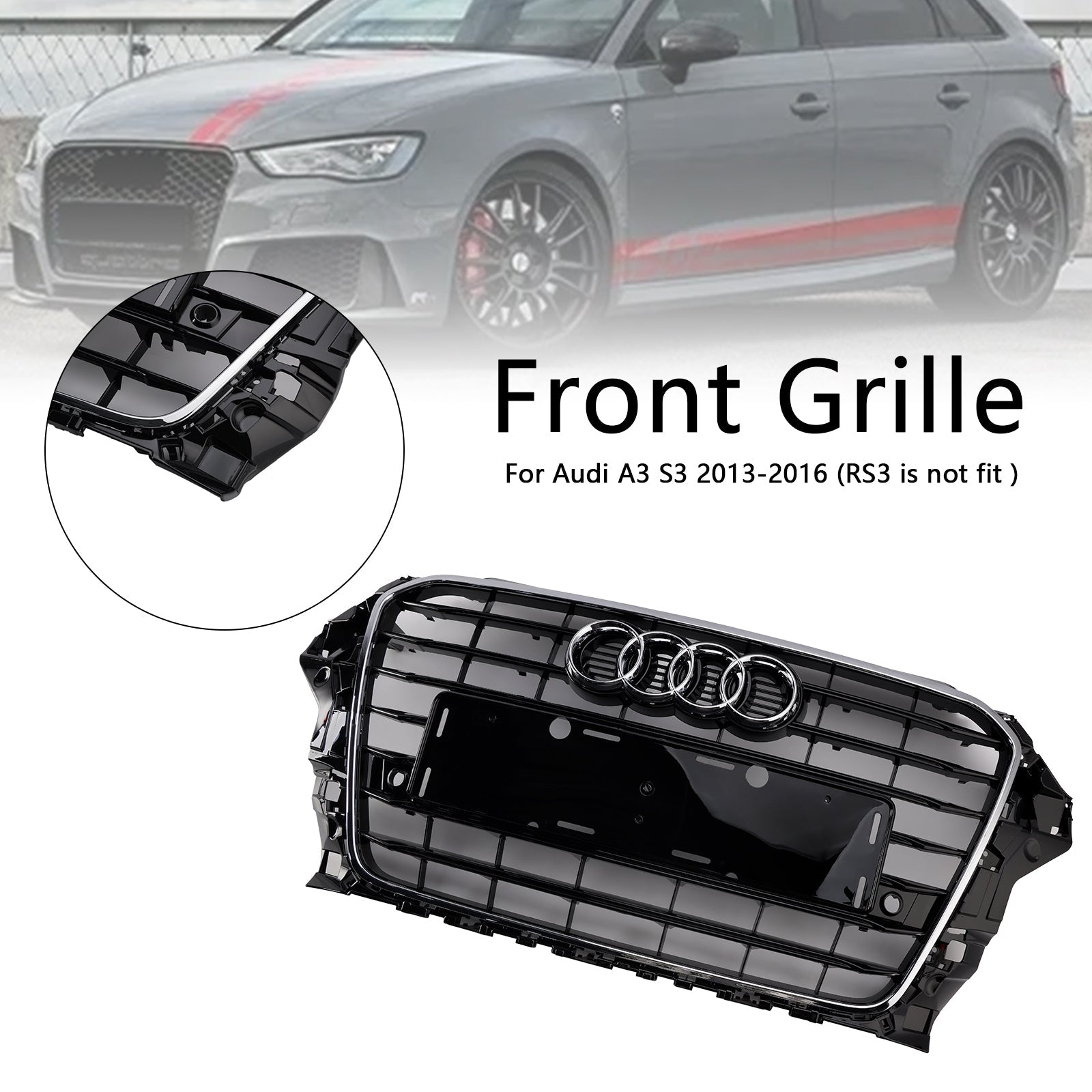Audi A3 S3 2013-2016 S3 Style Front Bumper Grille Grill 8V3853651 Chrome
