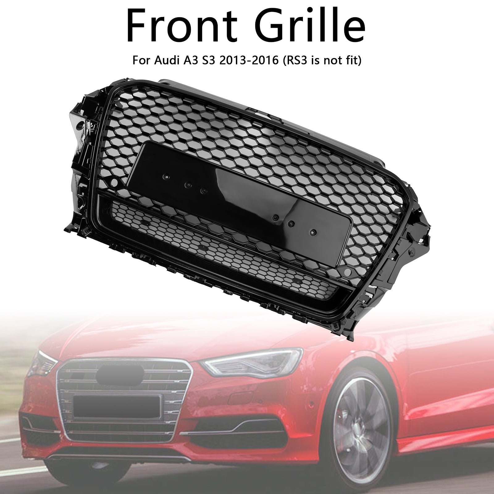 RS3 Style 2013-2016 Audi A3 S3 Front Henycomb Bumper Grill Grille