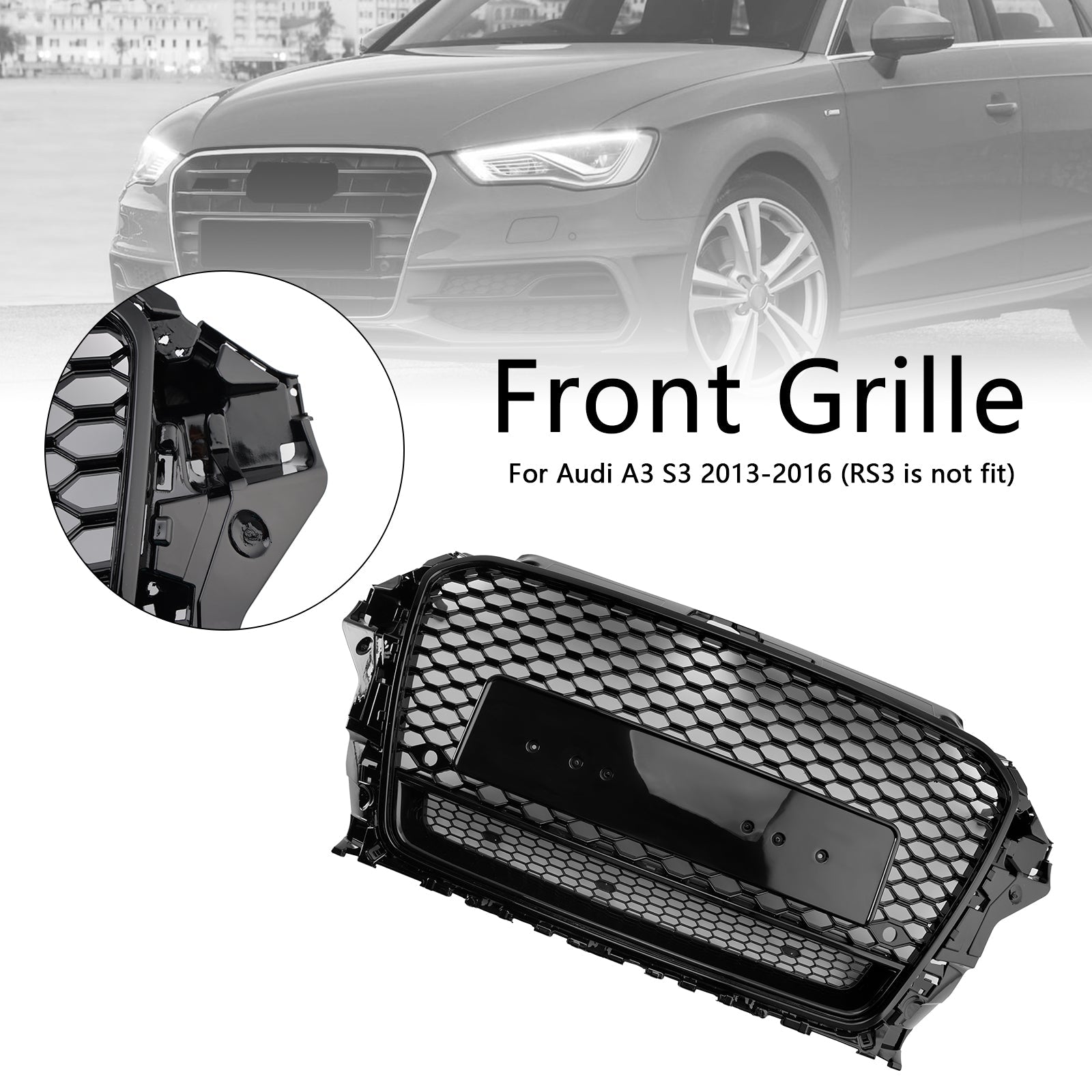 RS3 Style 2013-2016 Audi A3 S3 Front Henycomb Bumper Grill Grille
