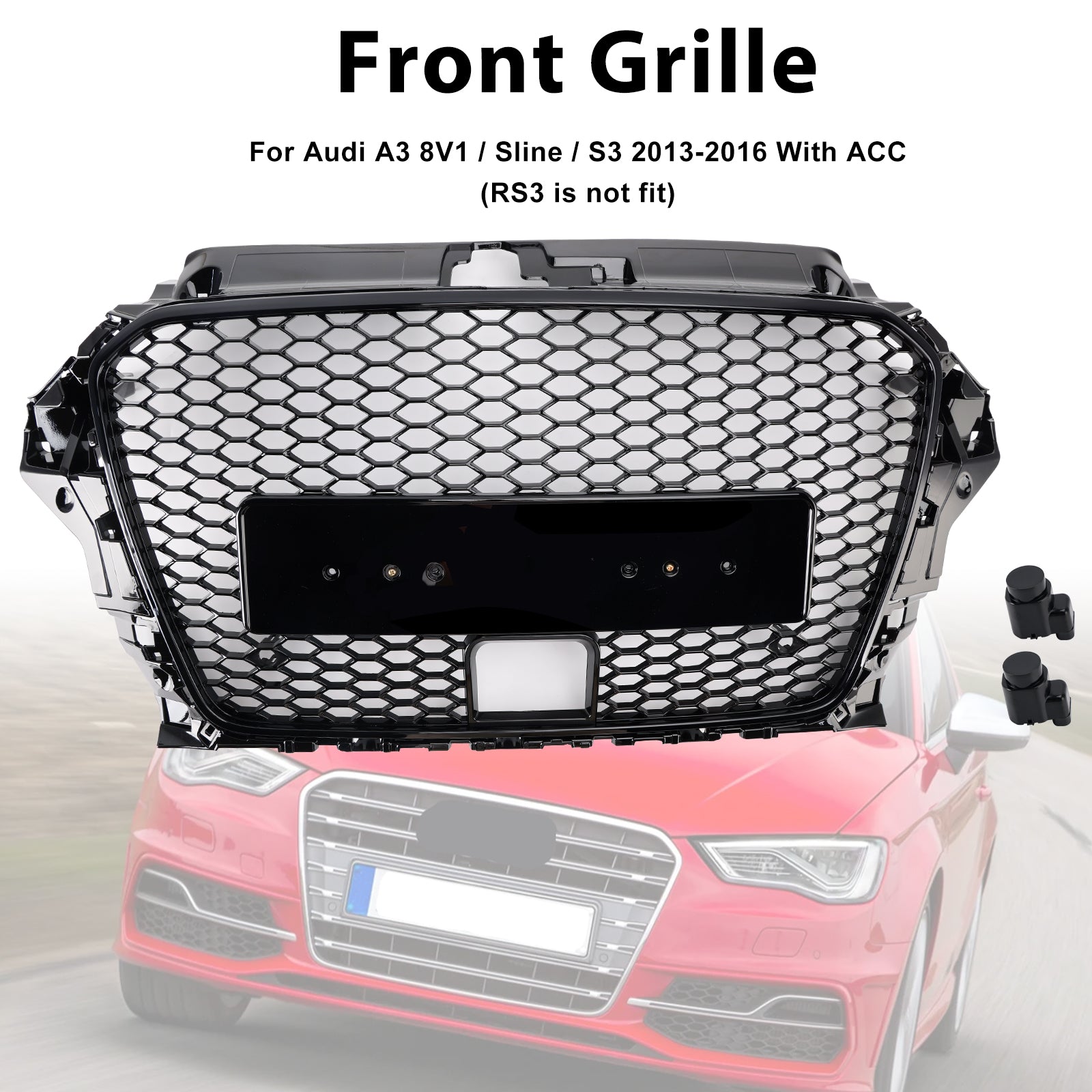 2013-2016 Audi A3 8V1 / Sline / S3 With ACC RS3 Style Front Bumper Grill Grille