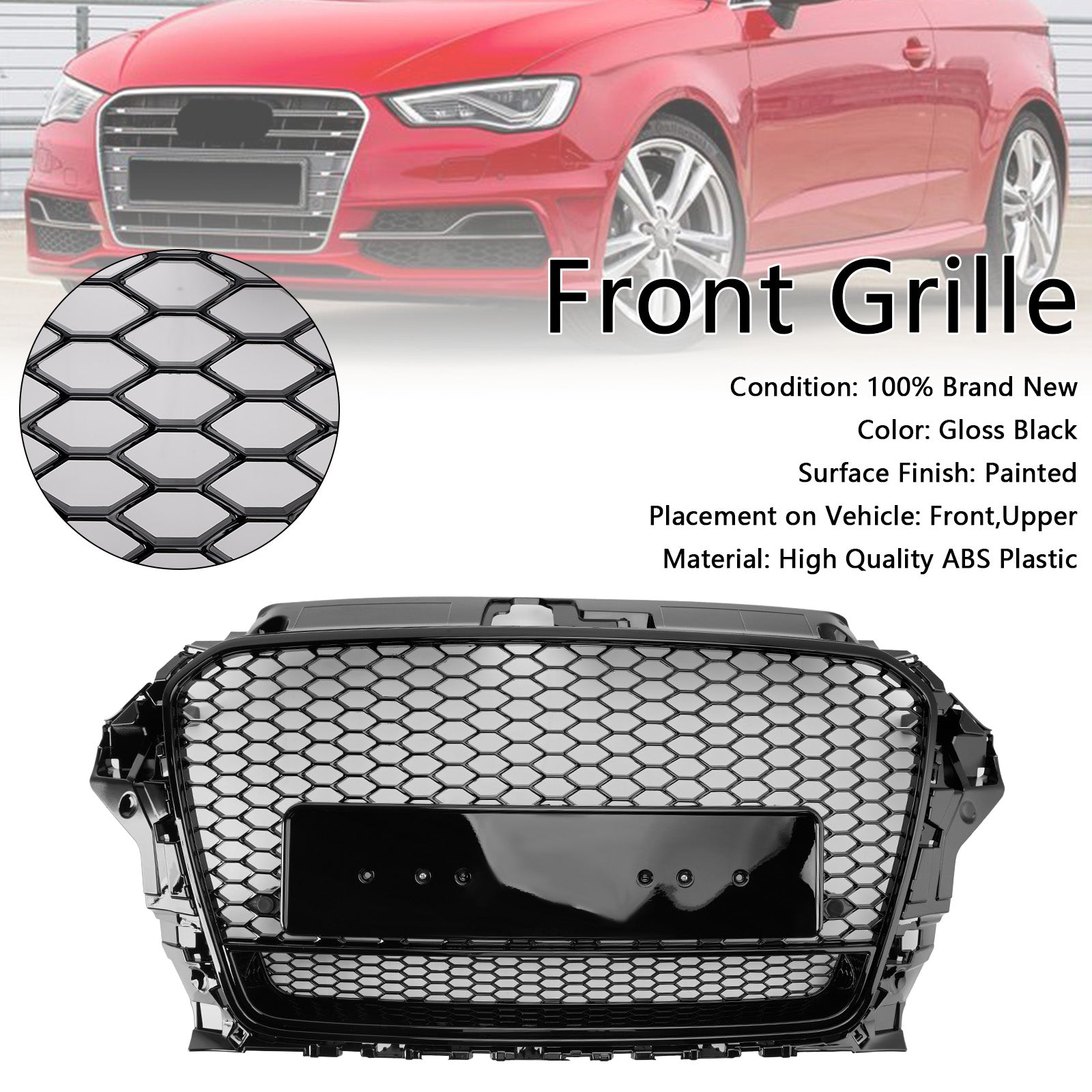 2013-2016 Audi A3 S3 RS3 Style Front Henycomb Bumper Grill Grille