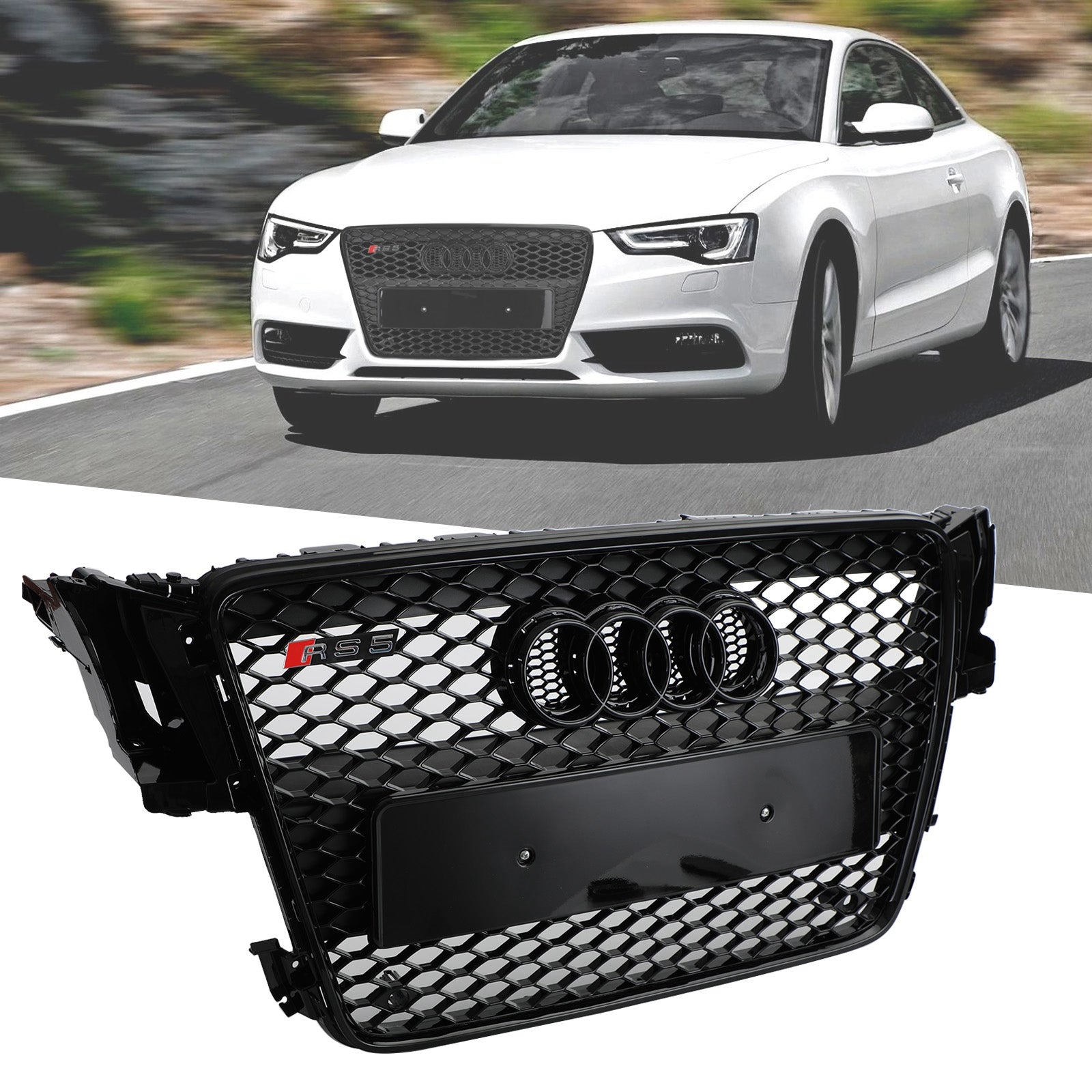 2008-2012 AUDI A5 S5 B8 RS5 Style Hood Henycomb Sport mesh Grille Grill