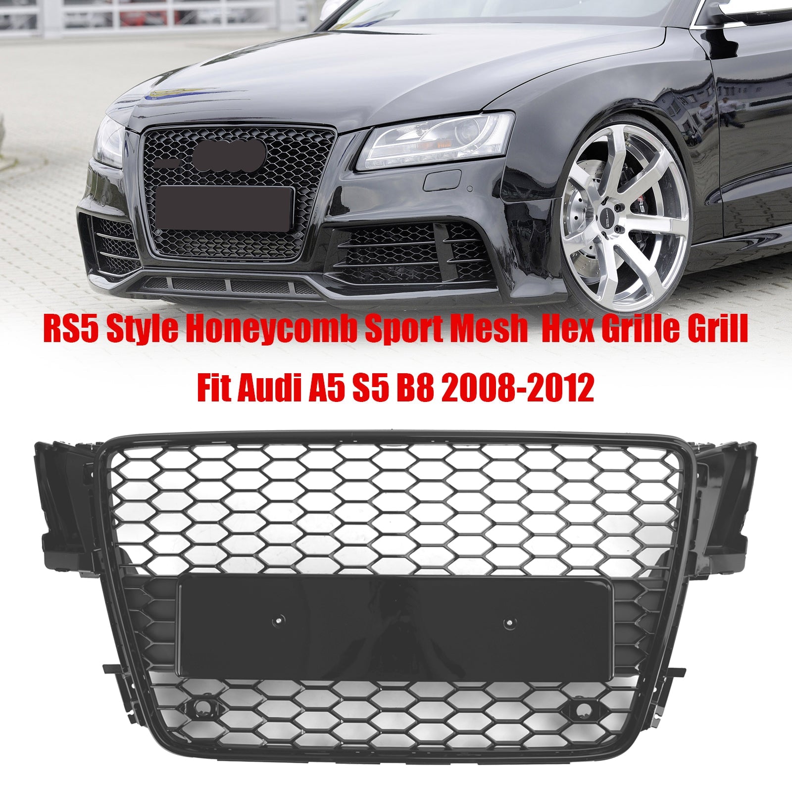 2008 2009 2011 2012 AUDI A5 S5 B8 RS5 Style Hood Henycomb Sport mesh Grill Grille