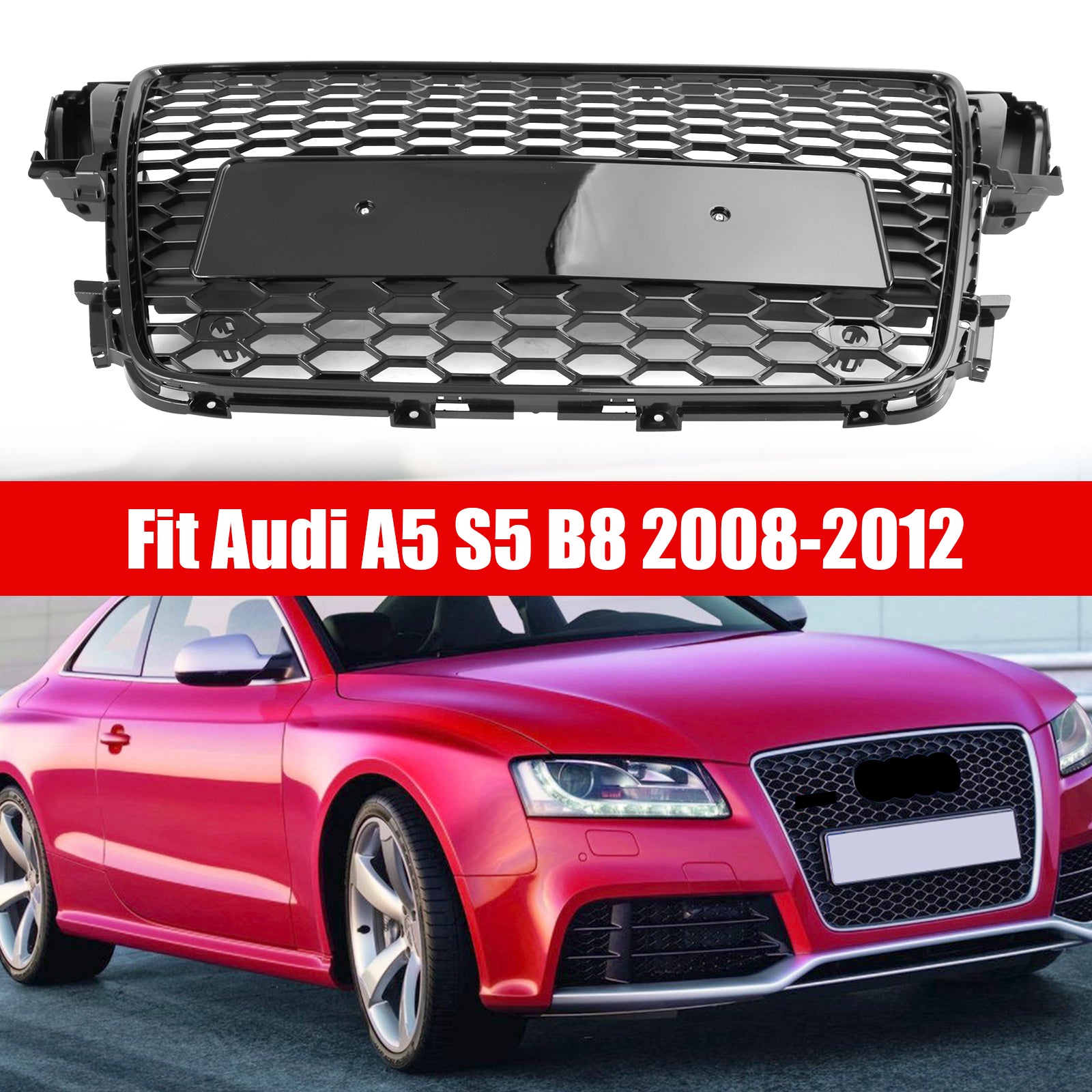 2008 2009 2011 2012 AUDI A5 S5 B8 RS5 Style Hood Henycomb Sport mesh Grill Grille