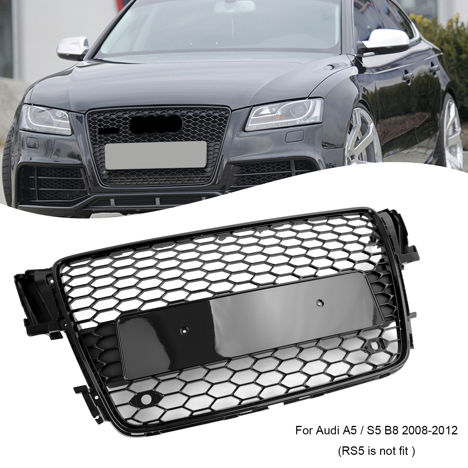 2008 2009 2011 2012 AUDI A5 S5 B8 RS5 Style Hood Henycomb Sport mesh Grill Grille