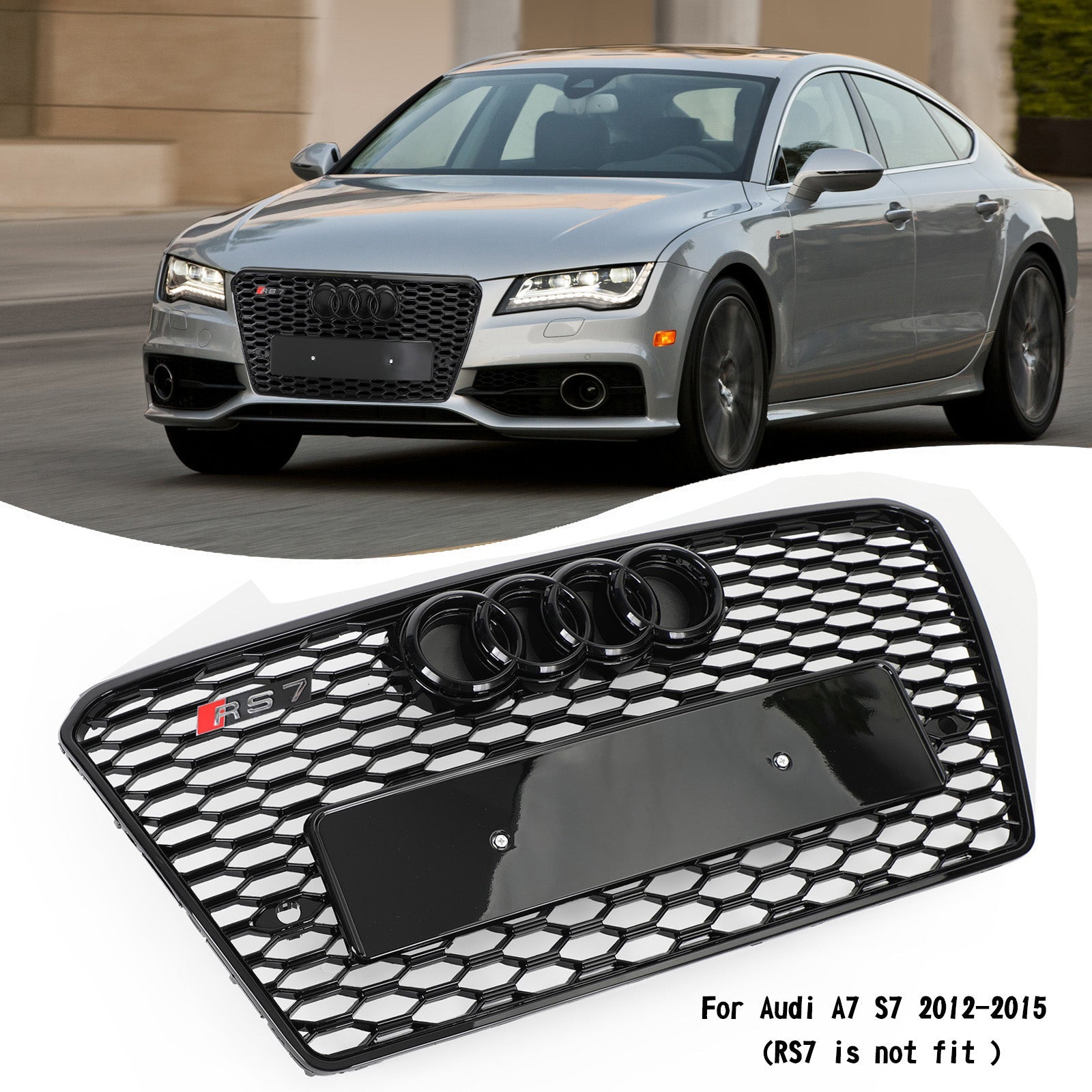 Audi A7/S7 2012-2015 RS7 Style Honeycomb Sport Mesh Hex Grille Grill Black