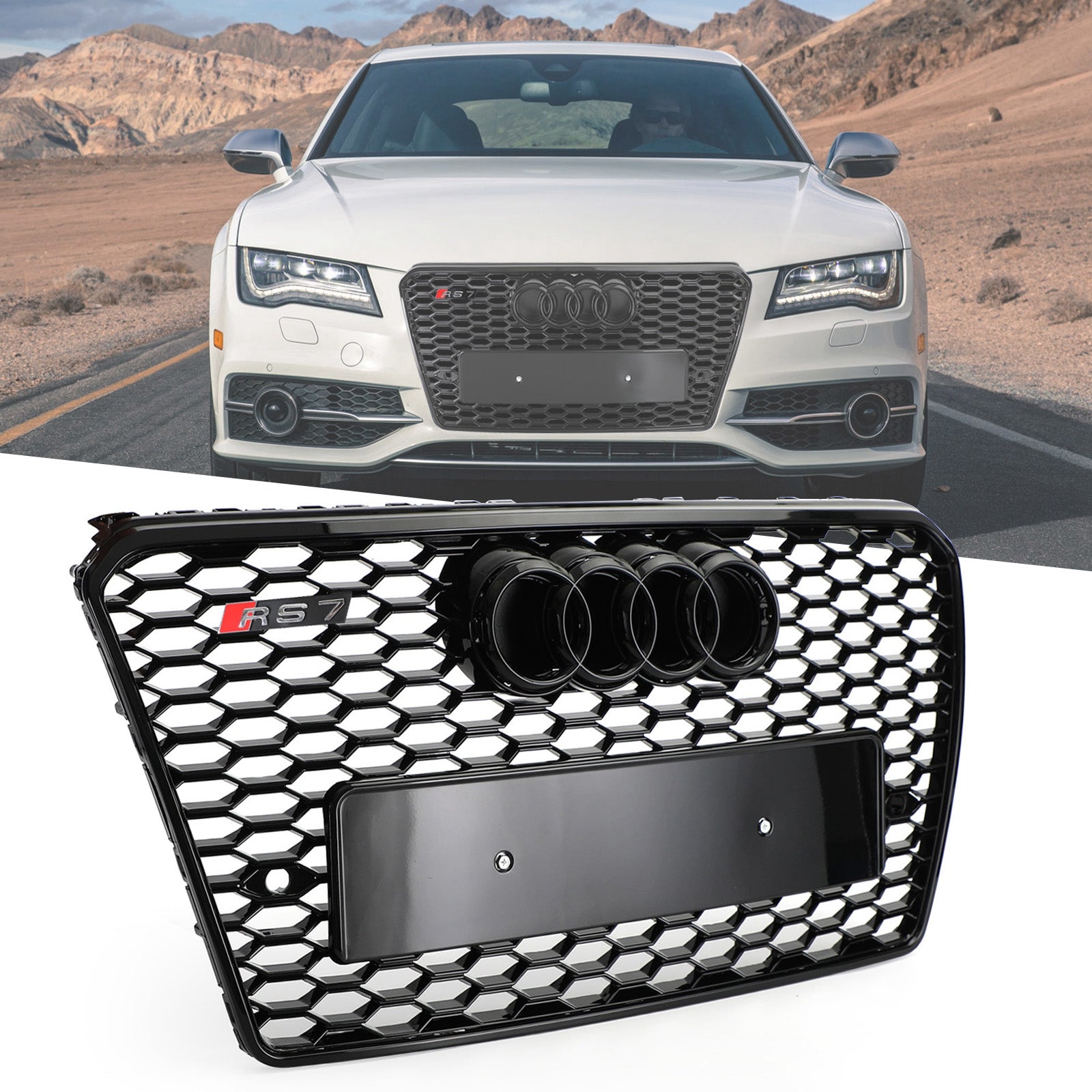 2012 2013 2014 2015 Audi A7/S7 RS7 Style Honeycomb Sport Mesh Hex Grille Grill Black