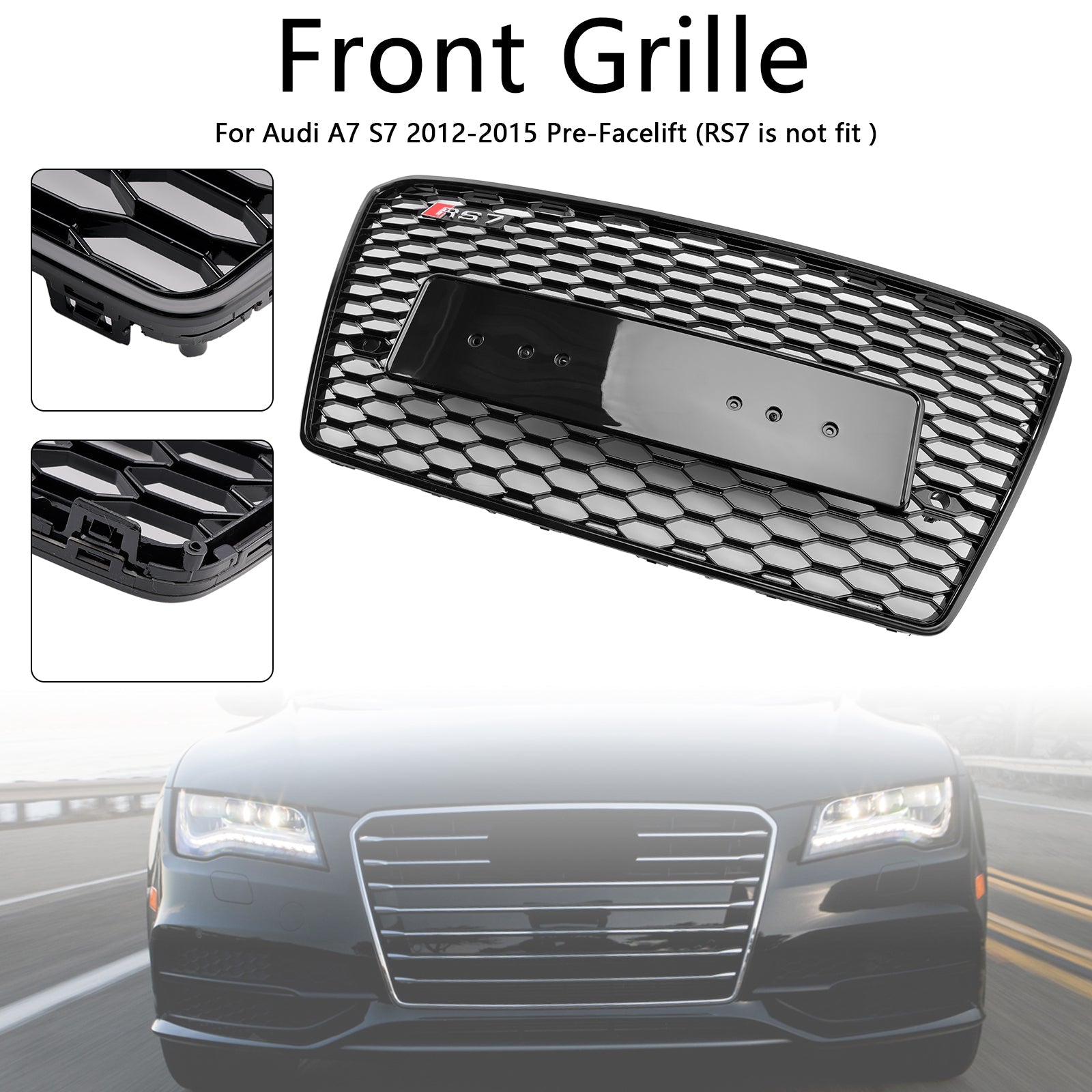2012-2015 Audi A7 S7 Pre-Facelift RS7 Style Honeycomb Sport Mesh Hex Grill Grille