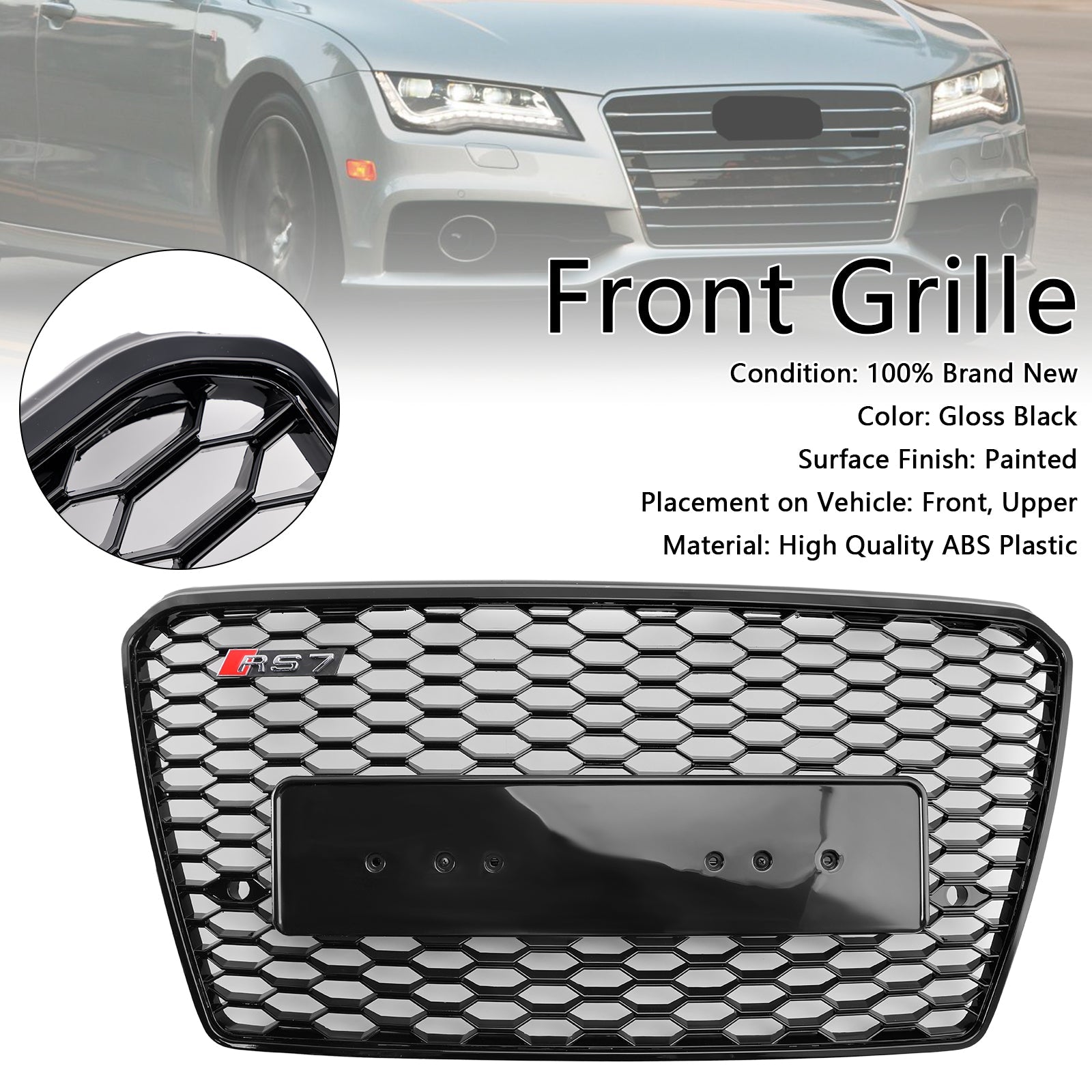 2012-2015 Audi A7 S7 Pre-Facelift RS7 Style Honeycomb Sport Mesh Hex Grill Grille