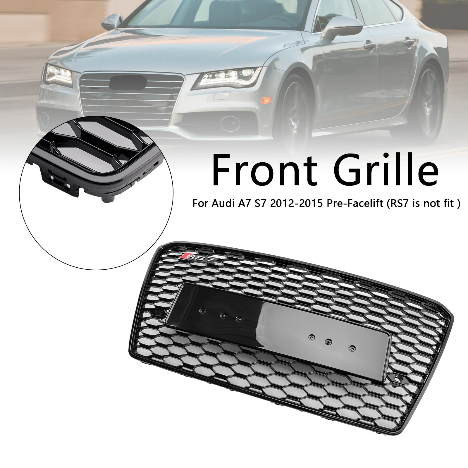 2012-2015 Audi A7 S7 Pre-Facelift RS7 Style Honeycomb Sport Mesh Hex Grill Grille