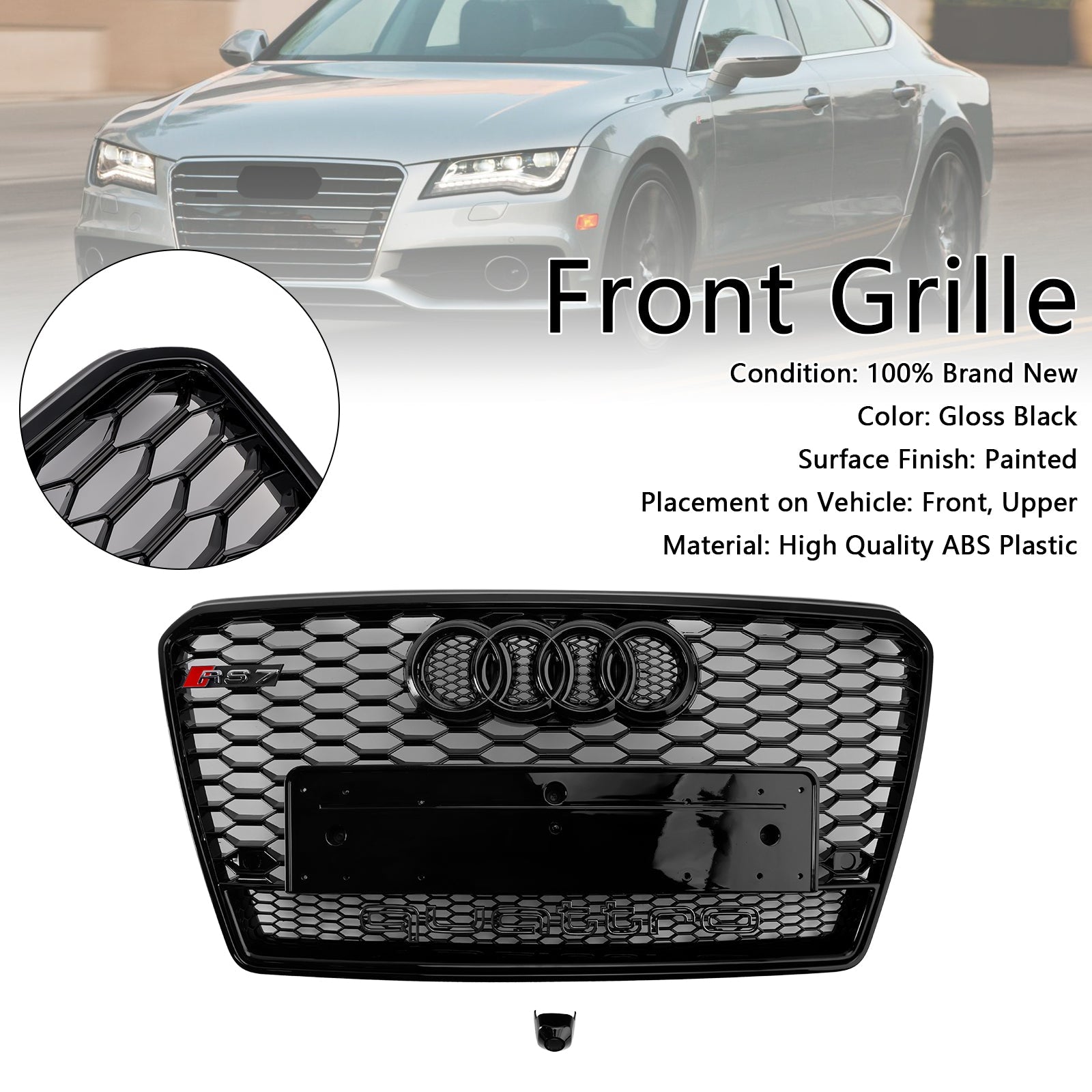 2012-2015 Audi A7/S7 RS7 Style Honeycomb Mesh Front Grille Grill Black