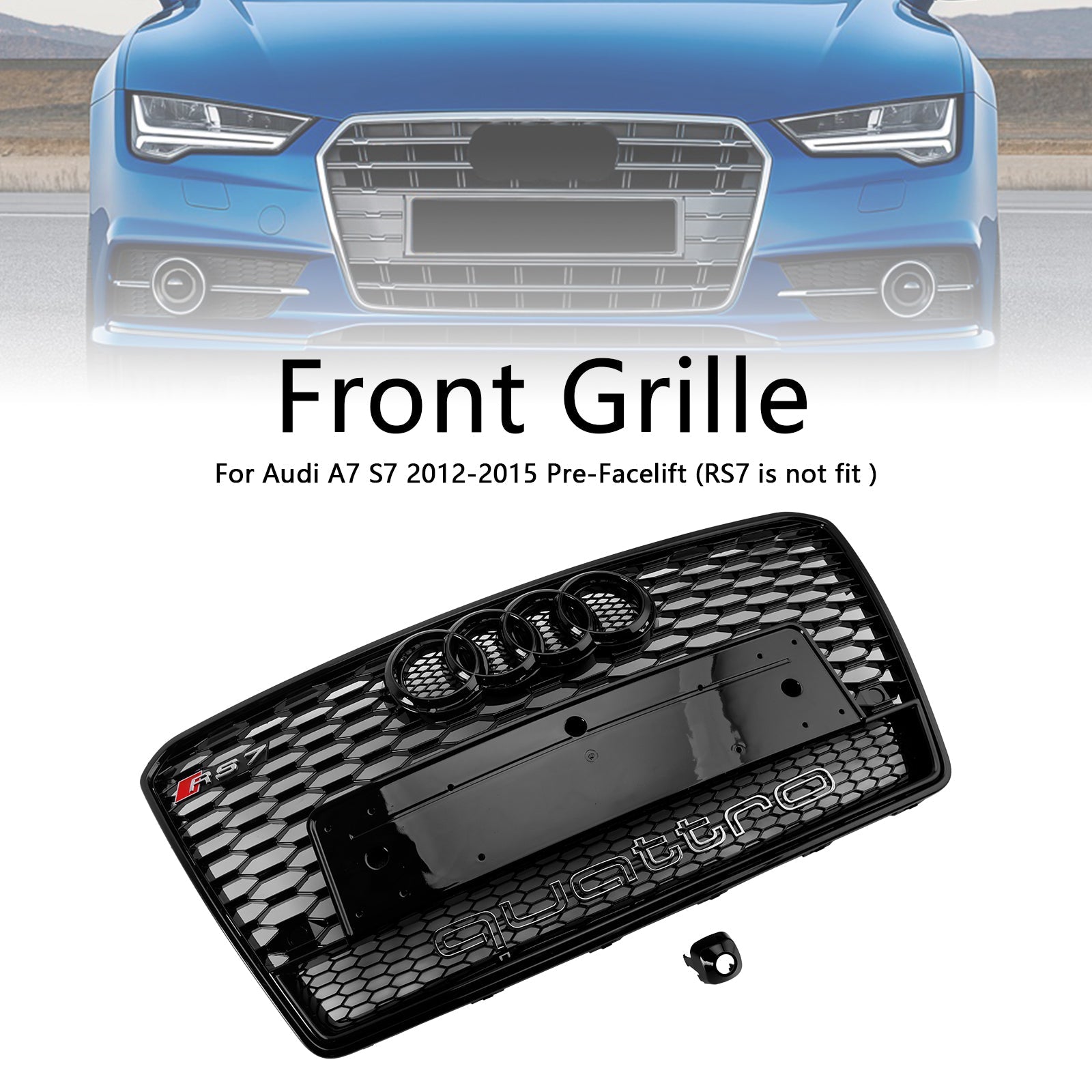 2012-2015 Audi A7/S7 RS7 Style Honeycomb Mesh Front Grille Grill Black