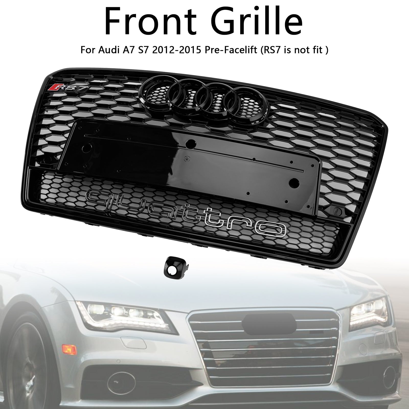 2012-2015 Audi A7/S7 RS7 Style Honeycomb Mesh Front Grille Grill Black