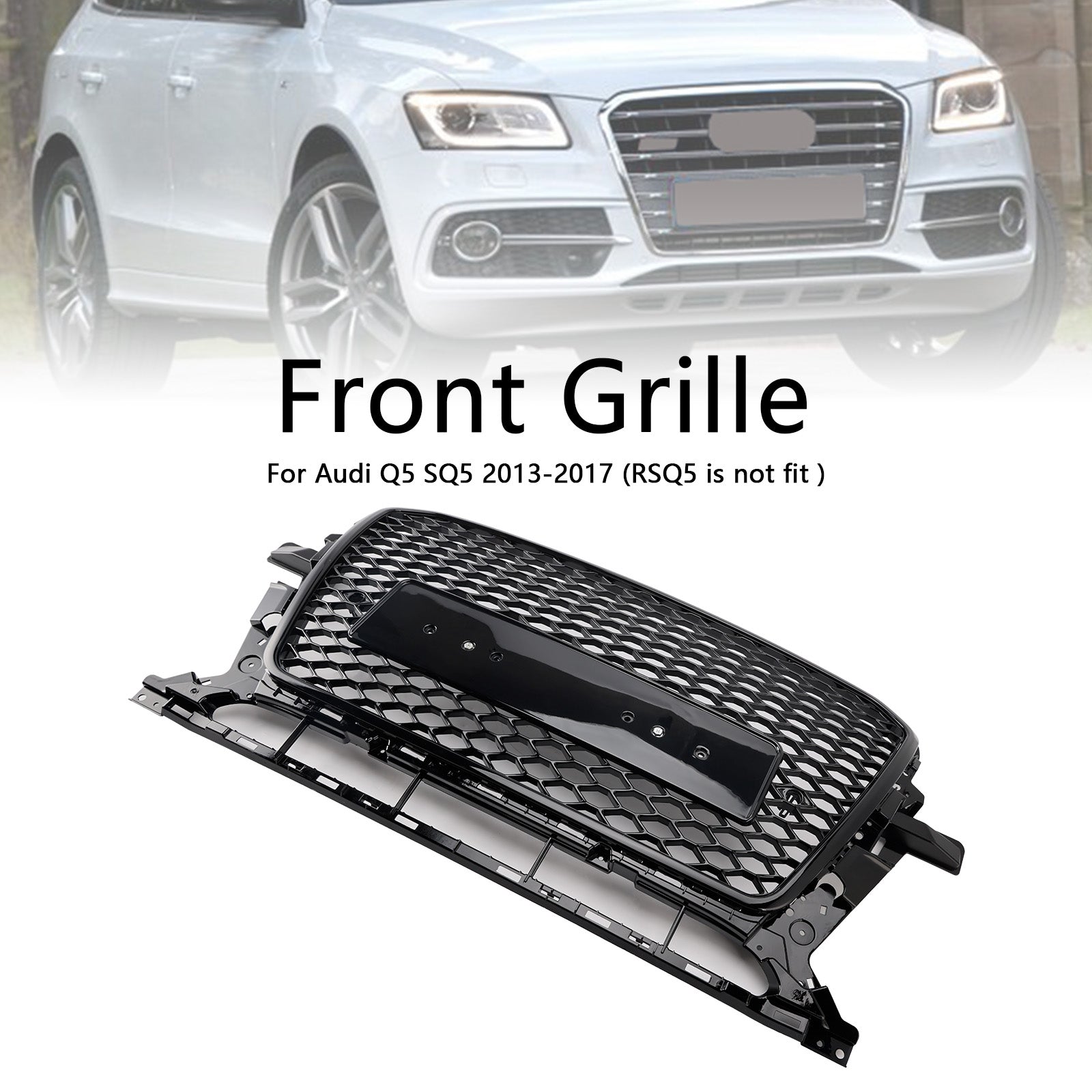 2013 2014 2015 2016 2017 Audi Q5 SQ5Gloss Black Front Honeycomb Bumper Grill Grille