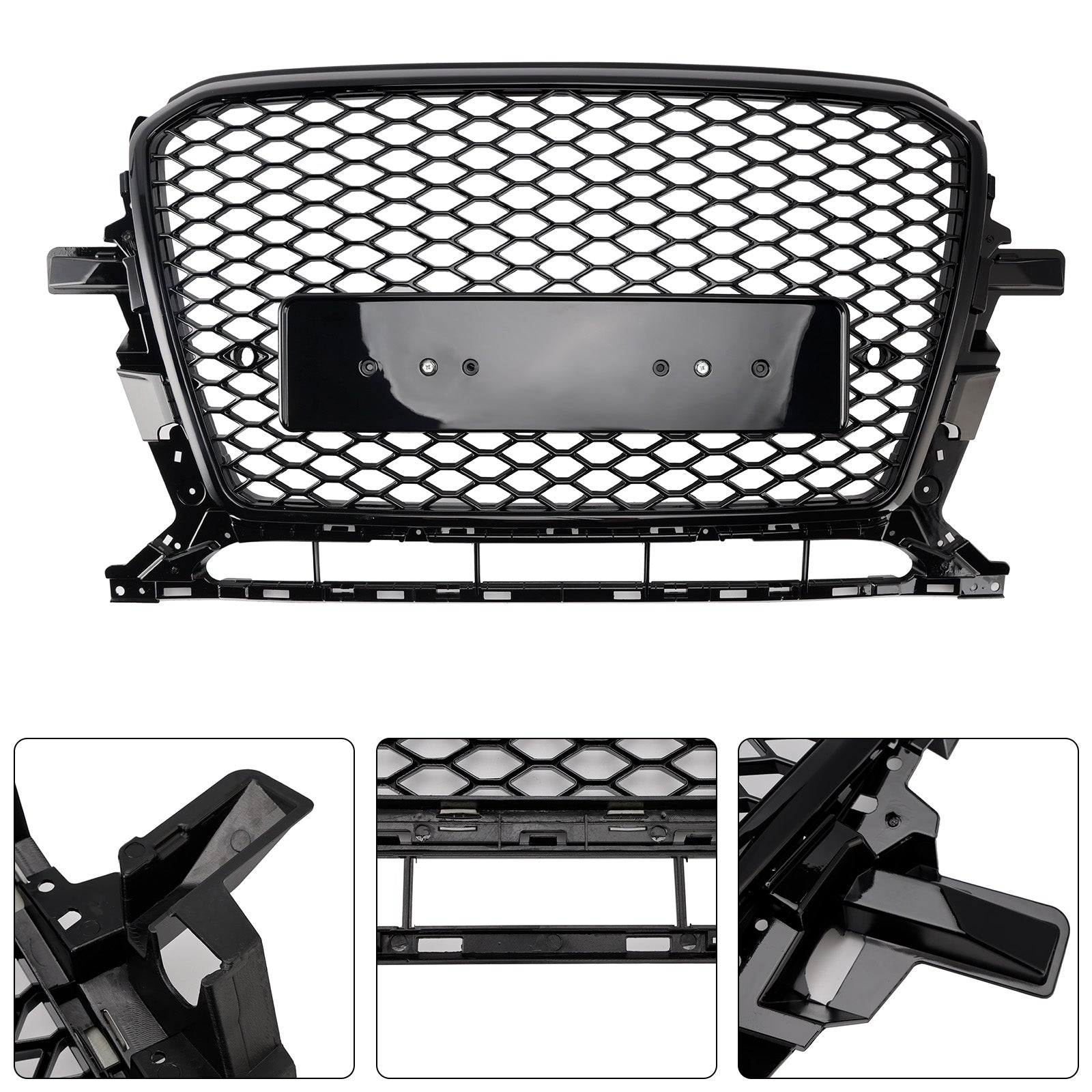 2013-2017 Audi Q5 SQ5 Gloss Black Front Honeycomb Bumper Grill Grille