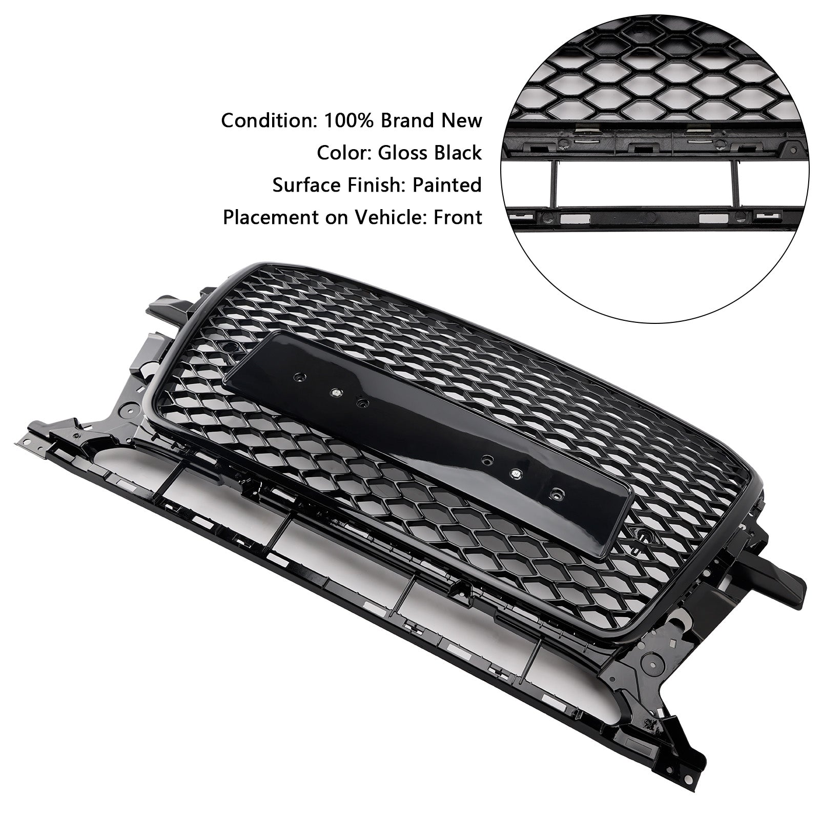 Audi Q5 SQ5 2013-2017 Gloss Black Front Honeycomb Bumper Grill Grille