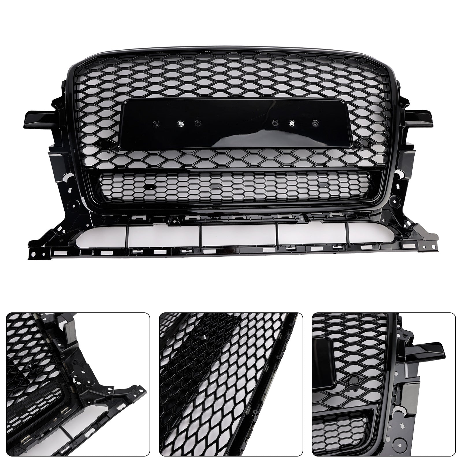 2013-2017 Audi Q5 Gloss Black Front Honeycomb Bumper Grille Grill