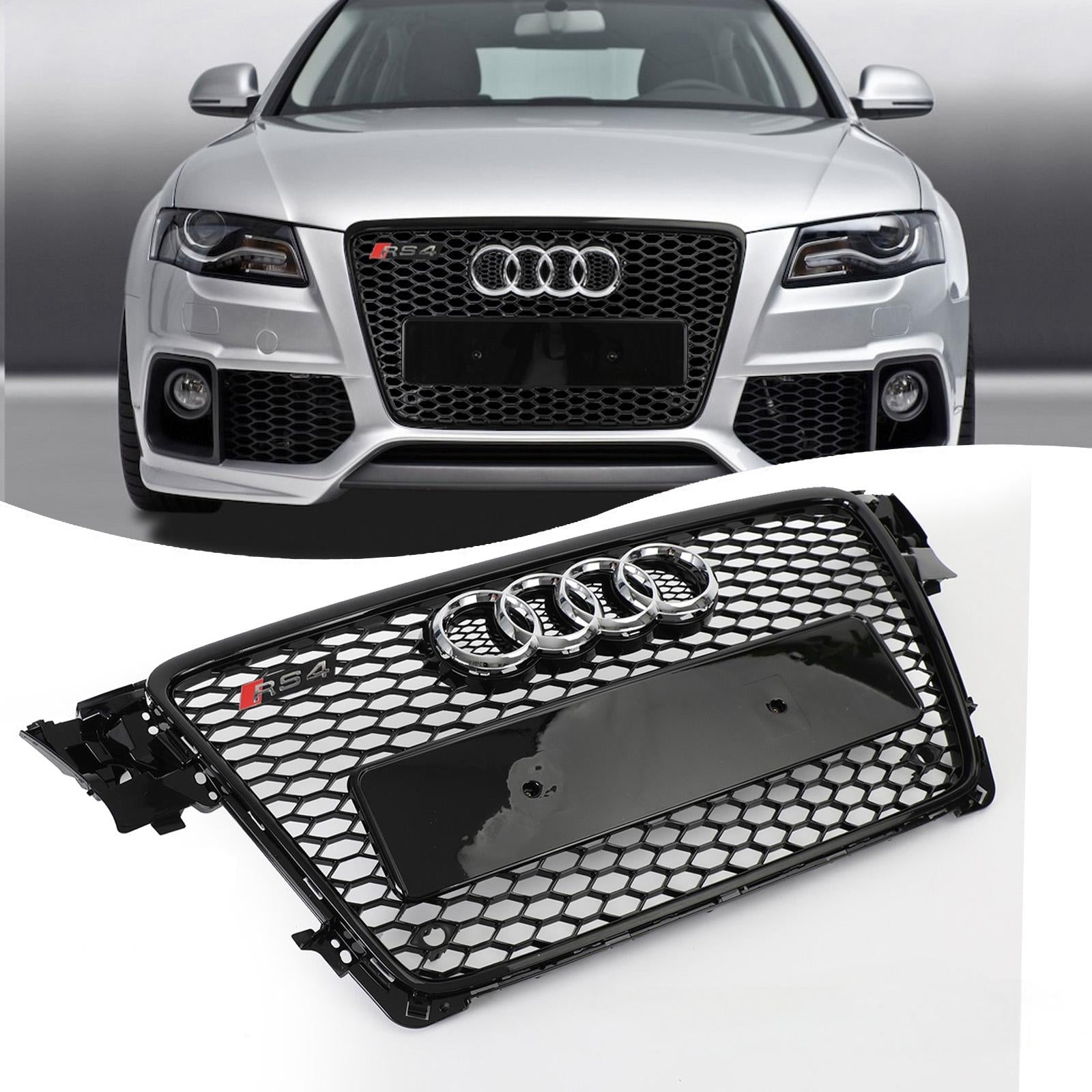 2009-2012 Audi A4/S4 B8 RS4 Style Honeycomb Sport Mesh Hex Grille Grill Black