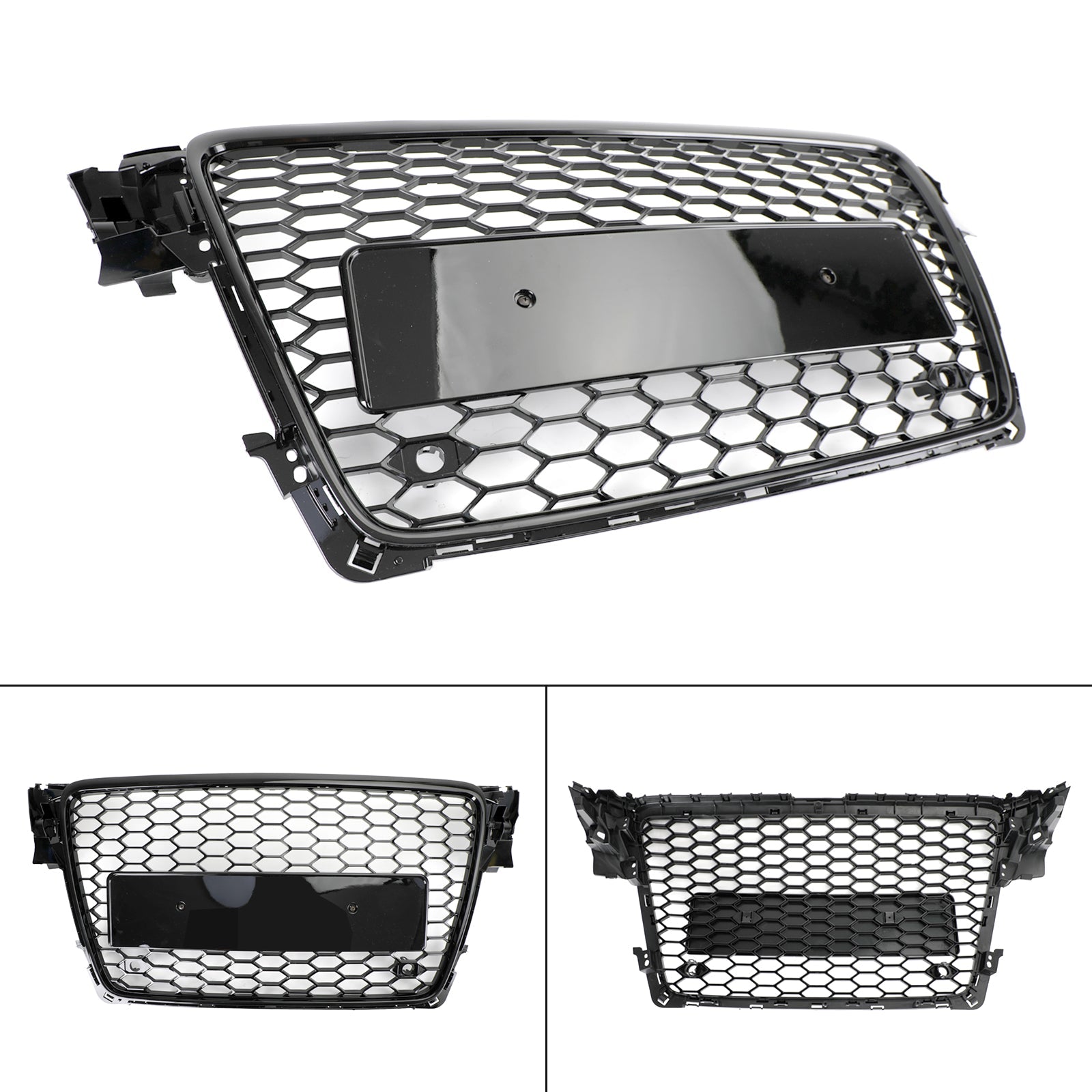 2009-2012 Audi A4 B8 RS4 Style Honeycomb Sport Mesh Hex Grille & Gloss Black Honeycomb Mesh Fog Light Open Vent Grill