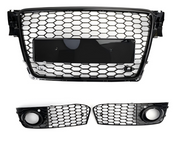 2009-2012 Audi A4 B8 RS4 Style Honeycomb Sport Mesh Hex Grille & Fog Light Open Vent Grill