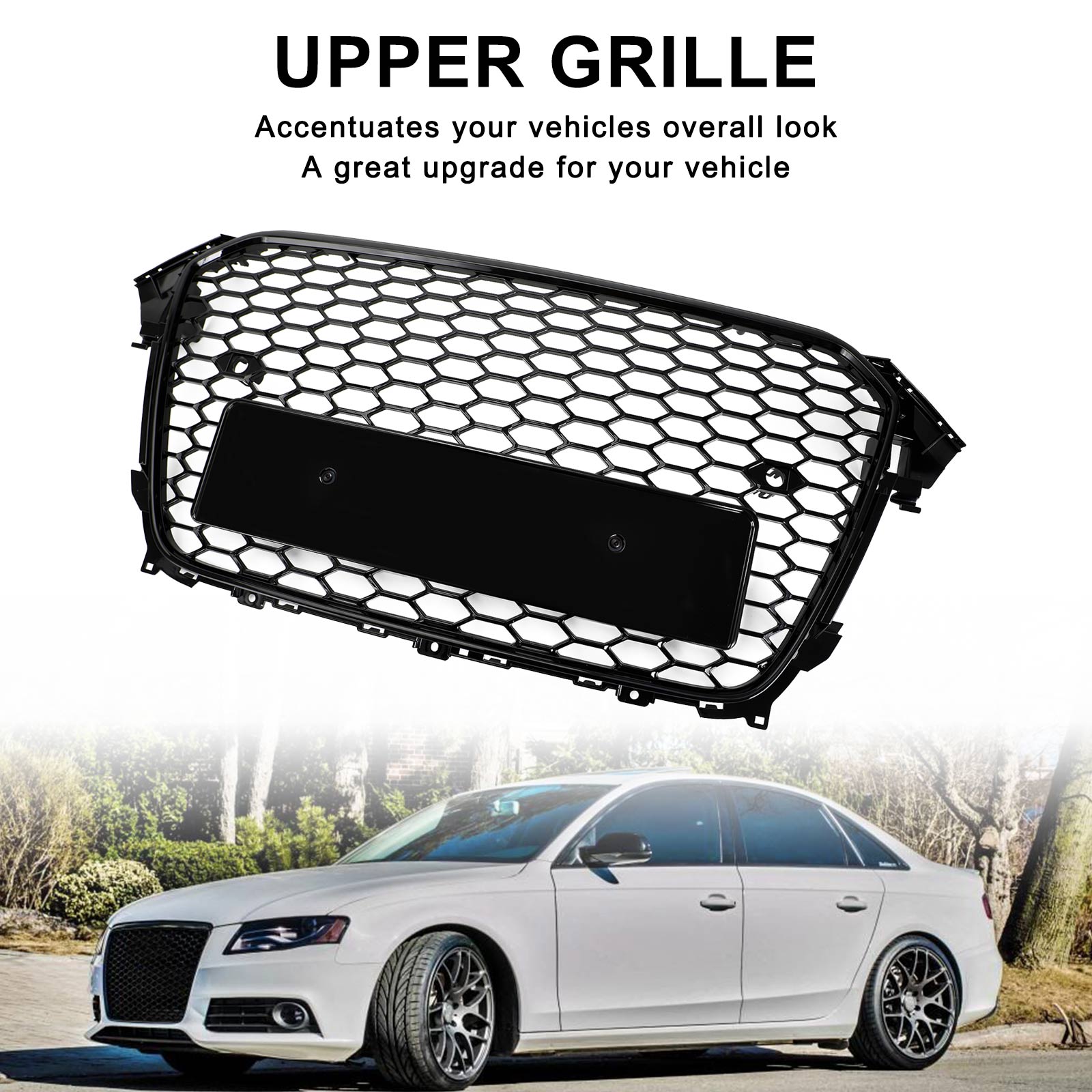 2013 2014 2015 2016 Audi A4 S4 B8.5 RS4 Style Mesh Front Bumper Grille Grill Gloss Black