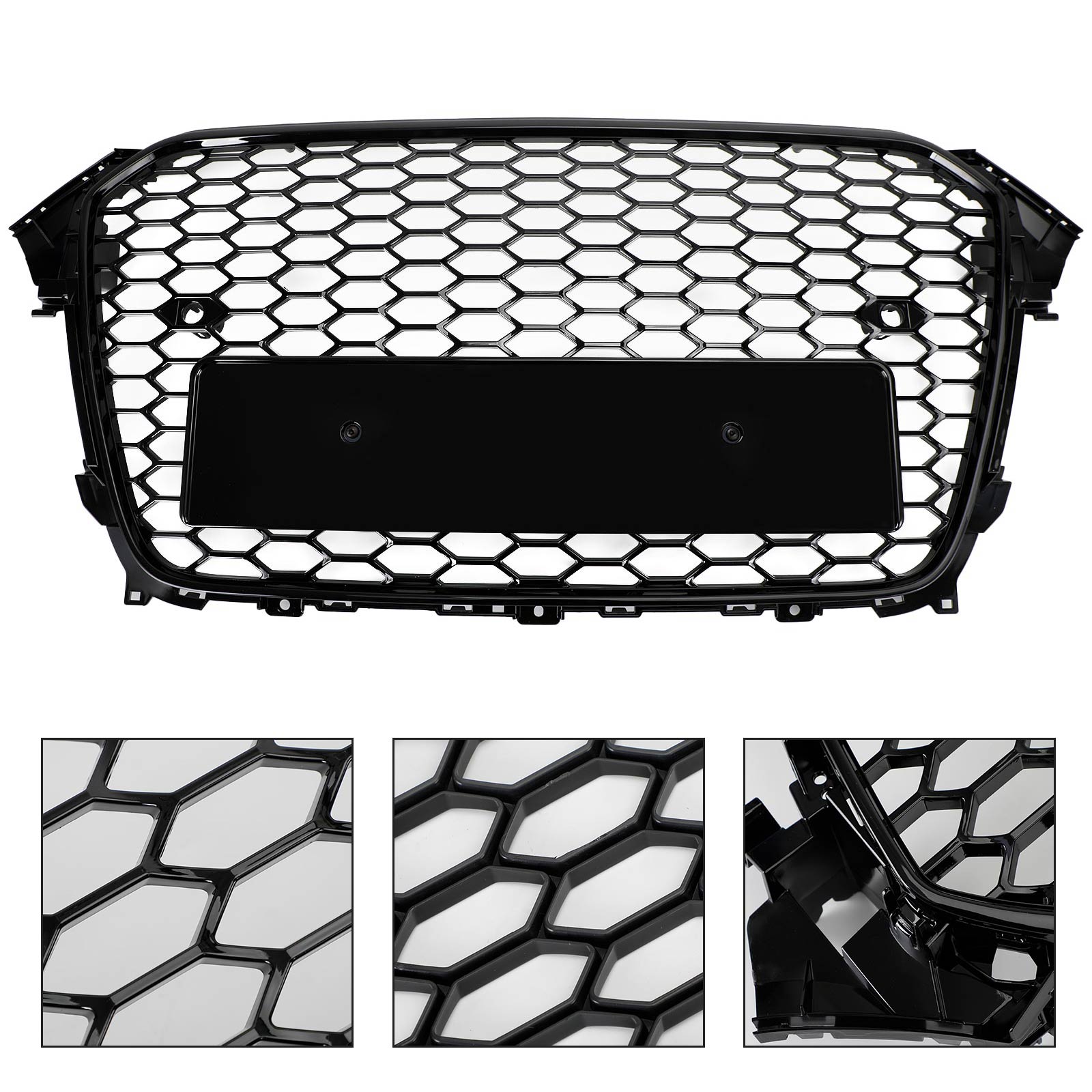 2013 2014 2015 2016 Audi A4 S4 RS4 Style Mesh Front Bumper Grille Grill Gloss Black
