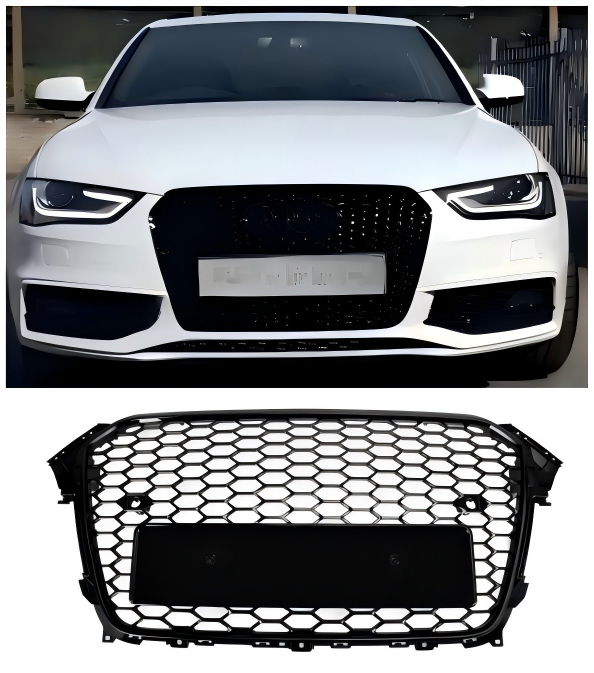 2013 2014 2015 2016 Audi A4 S4 B8.5 RS4 Style Mesh Front Bumper Grille Grill Gloss Black