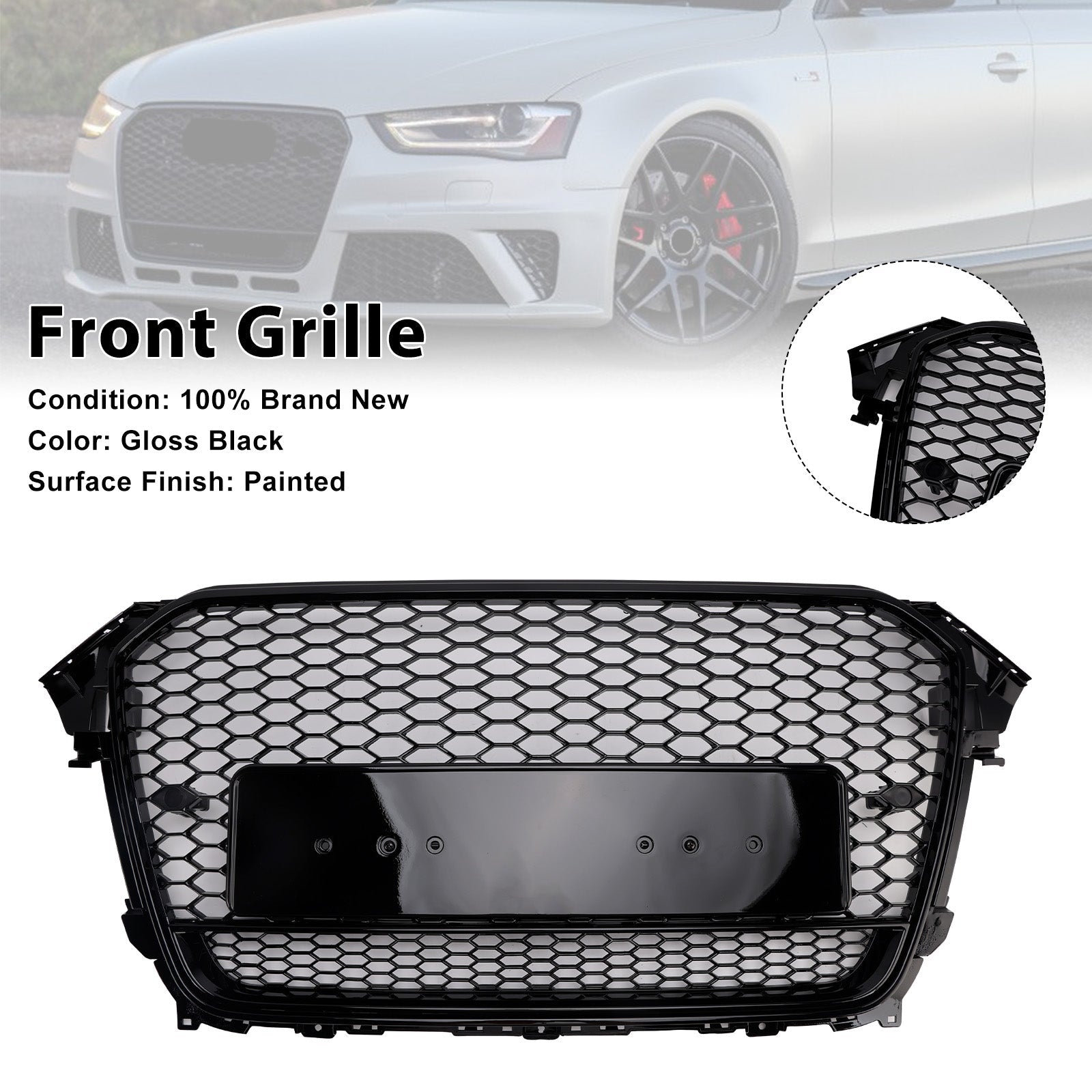 2013-2016 Audi A4 S4 B8.5 RS4 Style Front Bumper Grille Grill