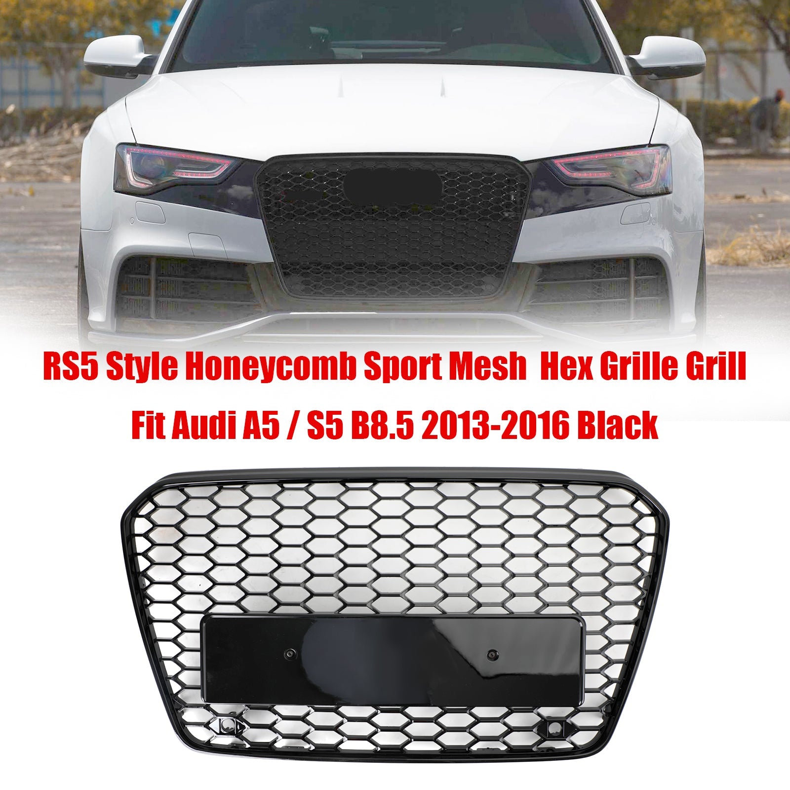 2013 2014 2015 2016Front Grille Audi A5 / S5 B8.5 style Honeycomb Mesh Front Bumper Grille Grill