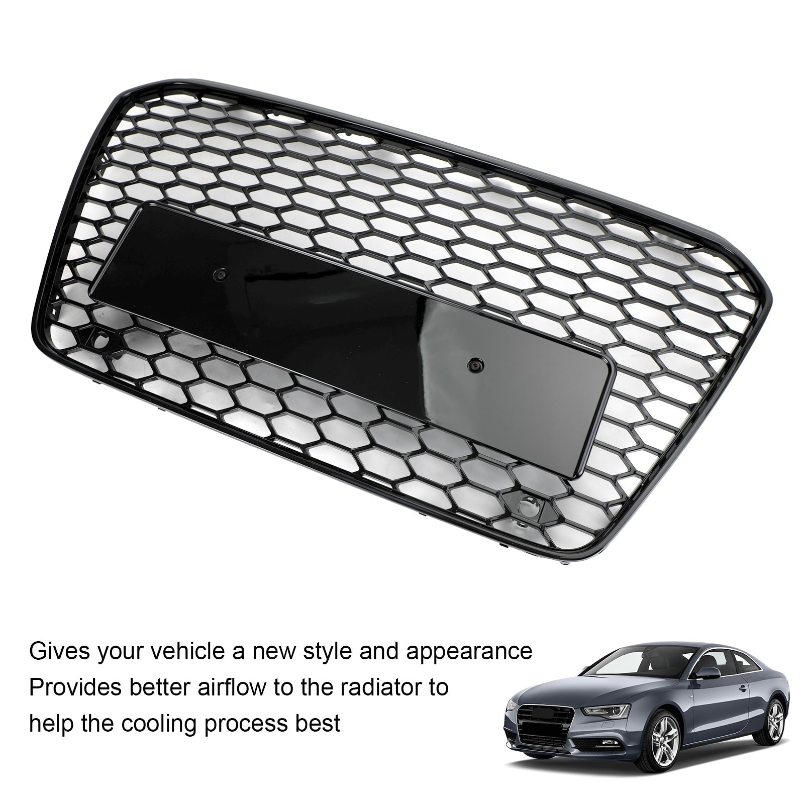 RS5 Style Honeycomb Mesh Front Bumper Grille Grill Fit Audi A5 S5 B8.5 2013-2016