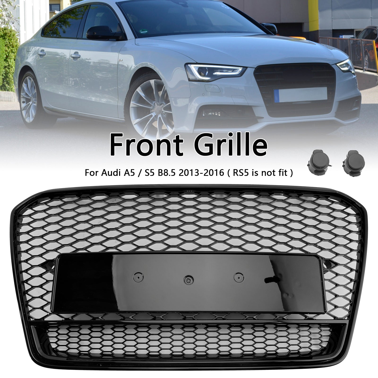 2013 2014 2015 2016 Audi A5 S5 B8.5 RS5 Style Honeycomb Front Bumper Grille Grill