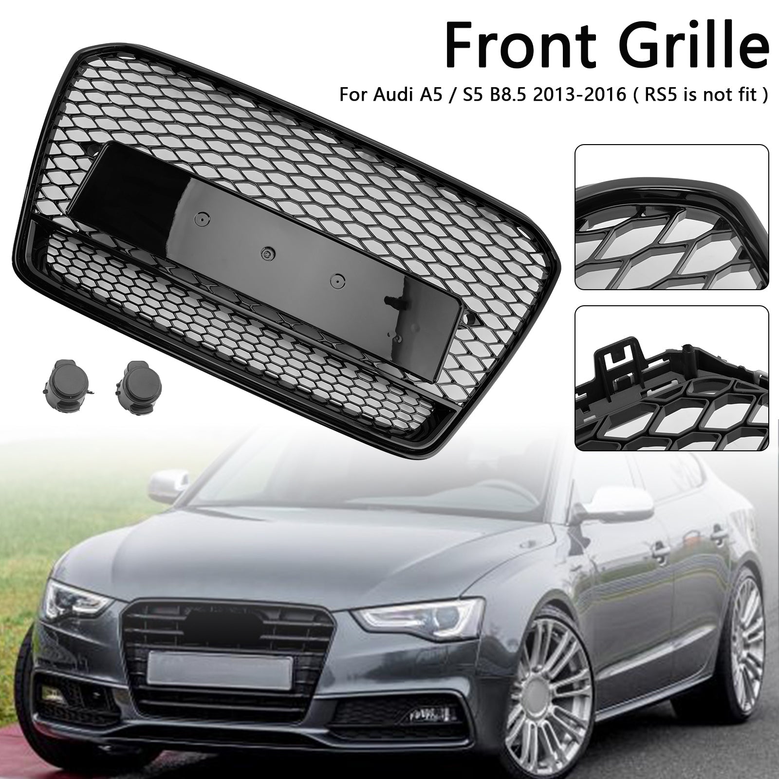2013 2014 2015 2016 Audi A5 S5 B8.5 RS5 Style Honeycomb Front Bumper Grille Grill