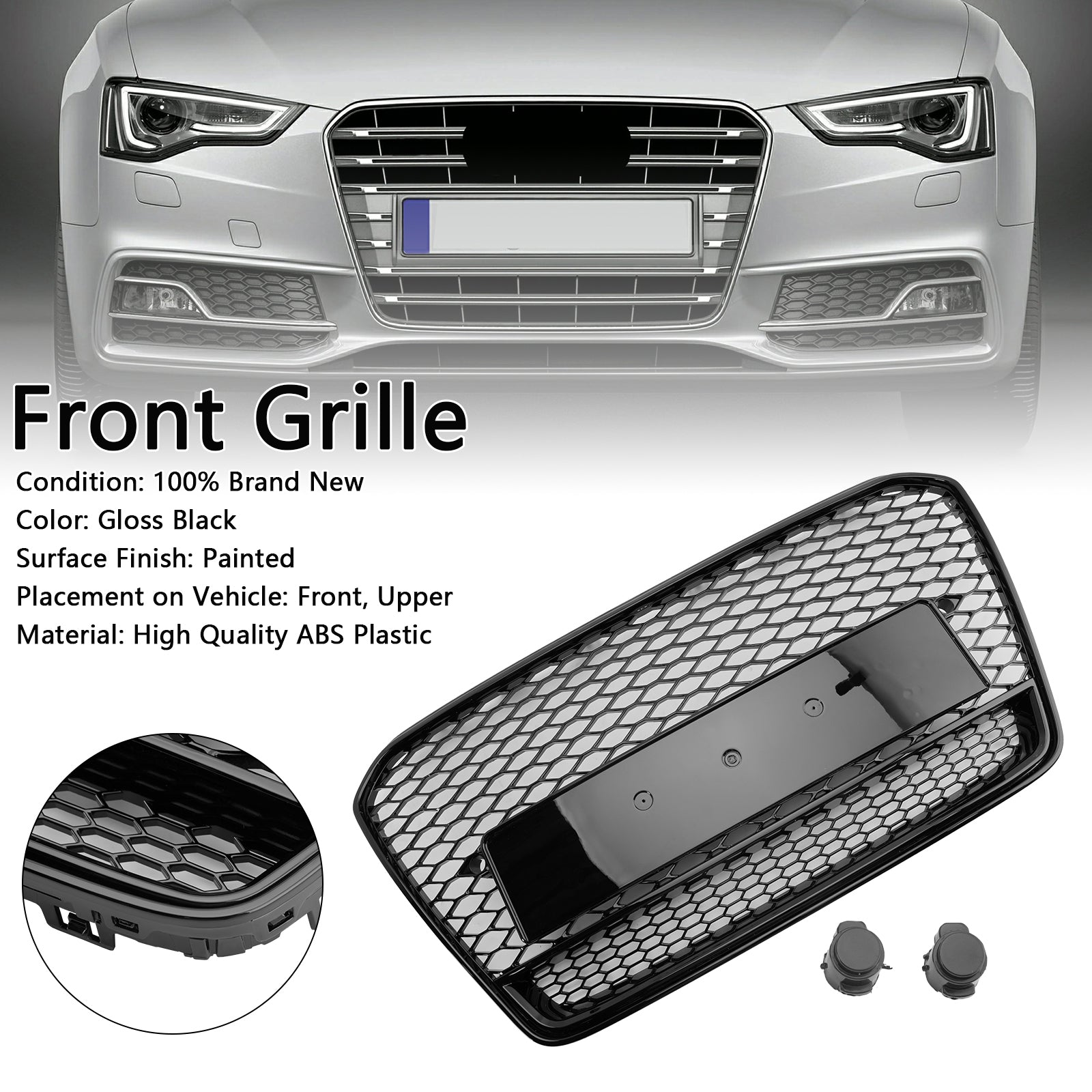 2013 2014 2015 2016 Audi A5 S5 B8.5 RS5 Style Honeycomb Front Bumper Grille Grill