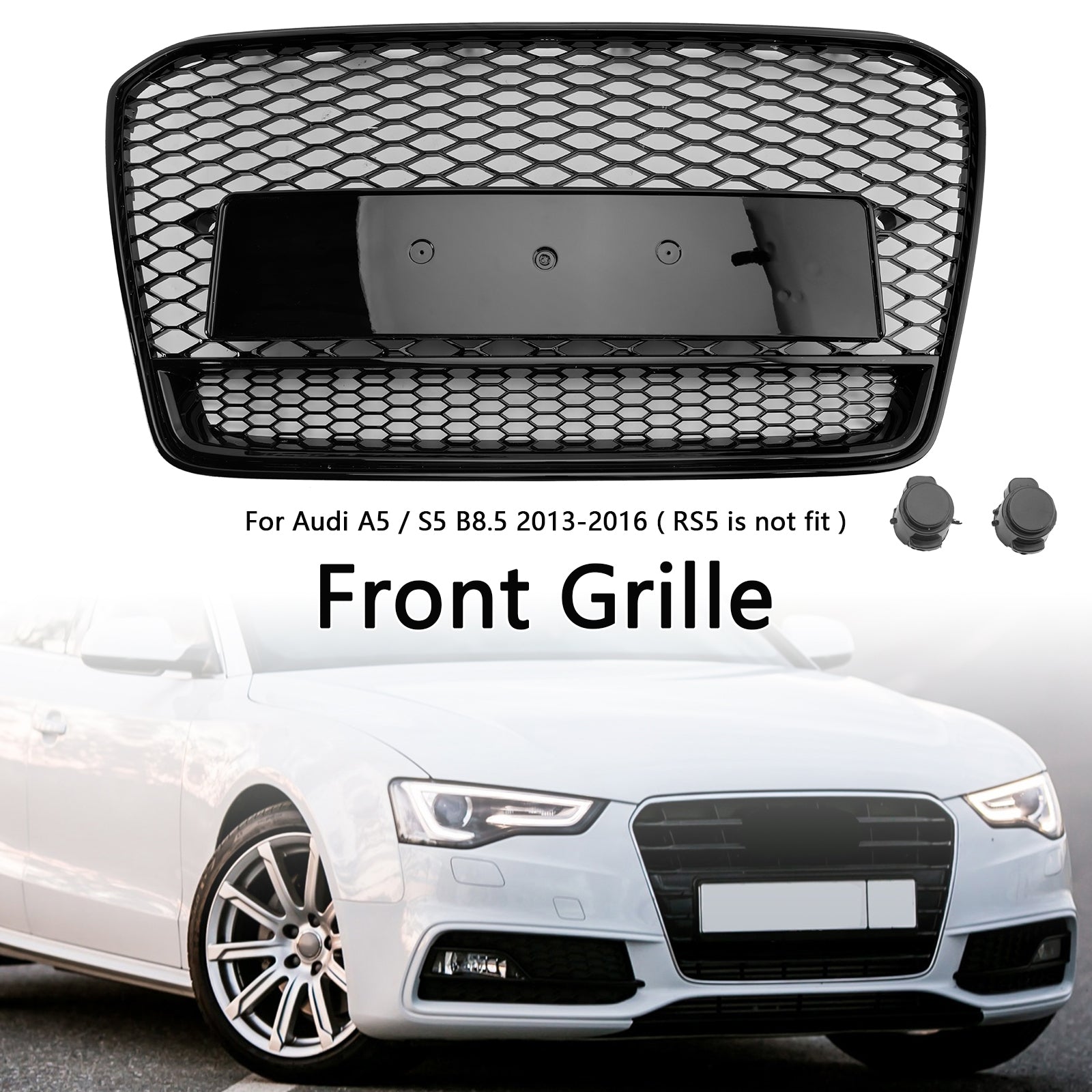 2013 2014 2015 2016 Audi A5 S5 B8.5 RS5 Style Honeycomb Front Bumper Grille Grill