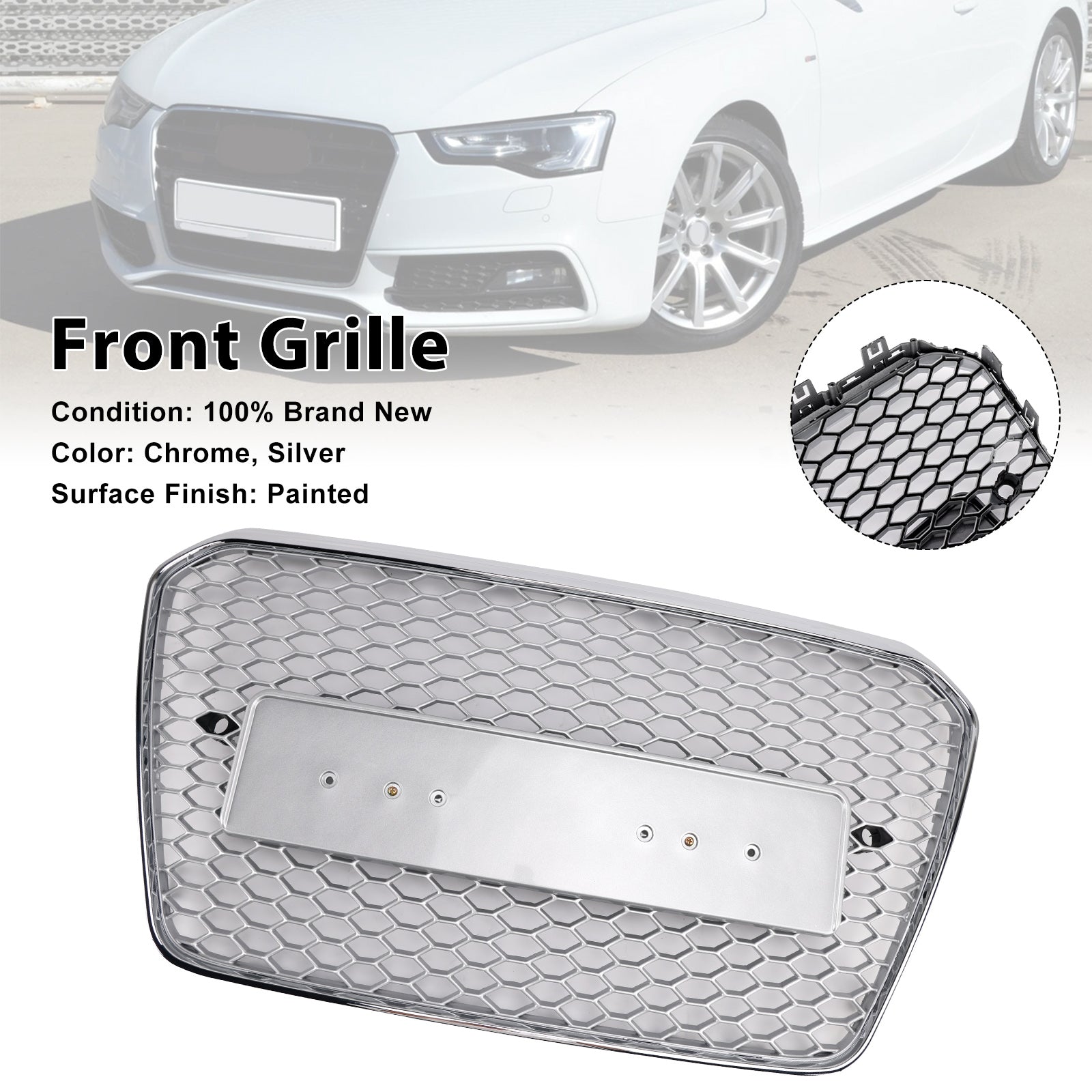 2013-2016 Audi A5 S5 B8.5 RS5 Style Honeycomb Front Bumper Grille Grill