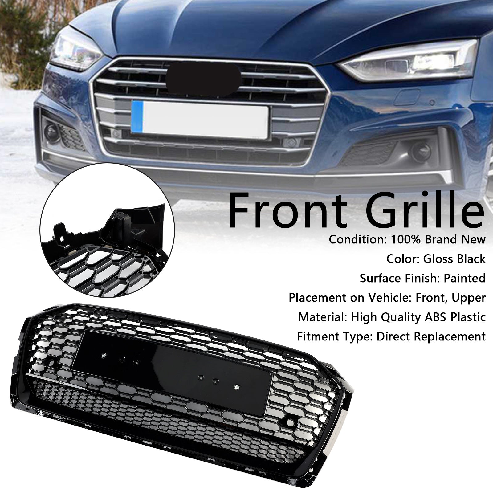 2017 2018 2019 Audi A5 S5 B9 RS5 Style Honeycomb Sport Mesh Hex Grill Grille