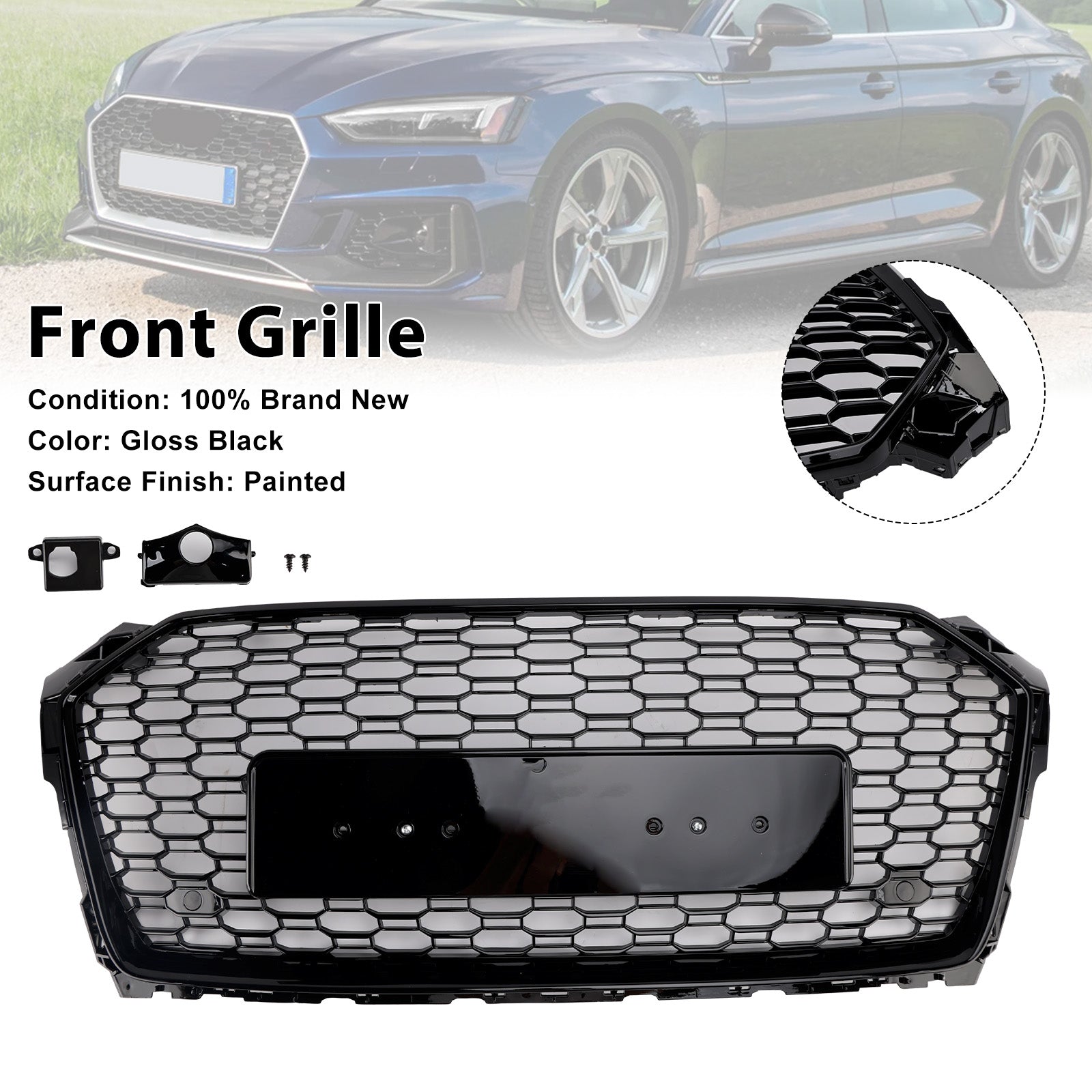 2017-2019 Audi A5 S5 B9 RS5 Style Sport Front Honeycomb Grille Grill 8W6853651ABFUQ