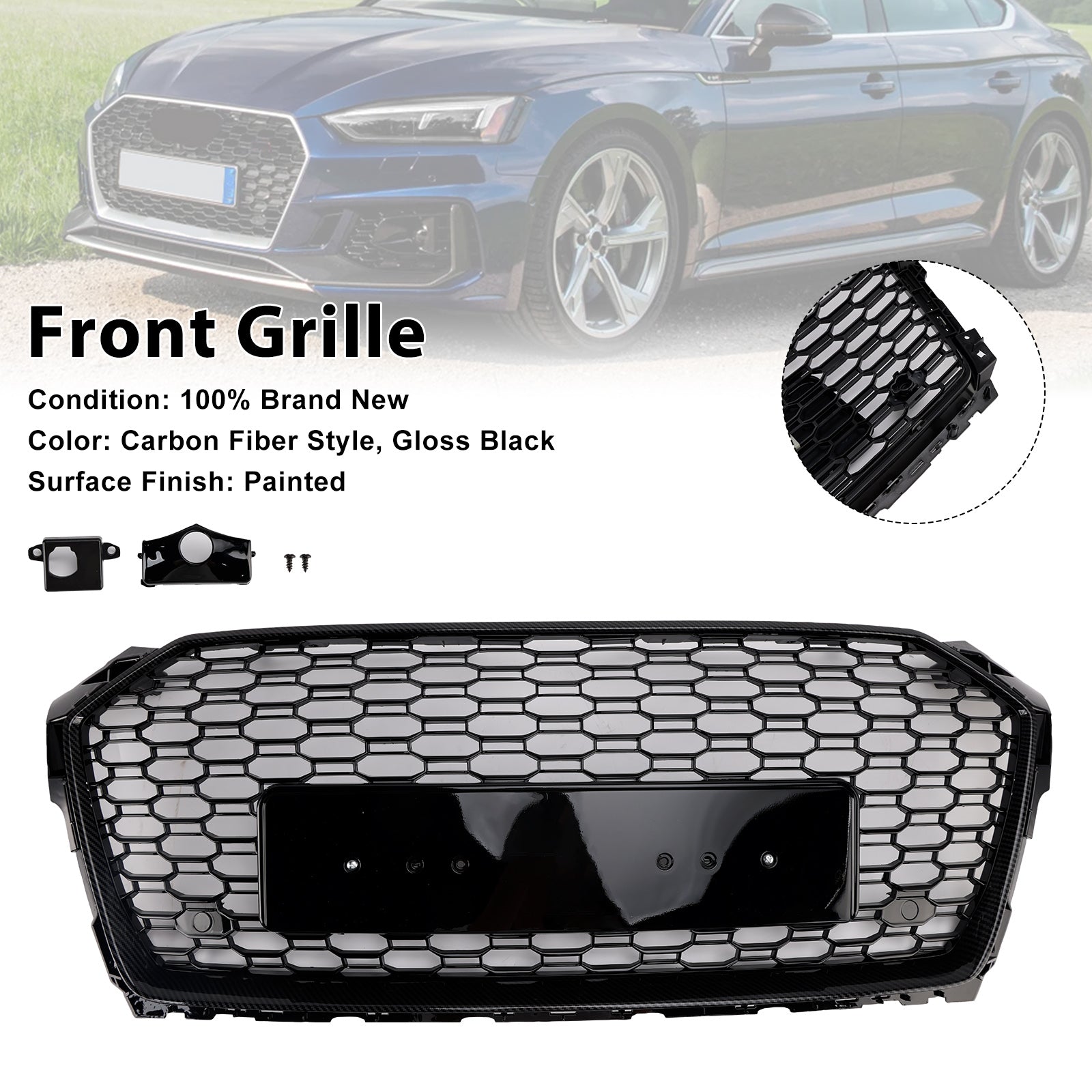 2017-2019 Audi A5 S5 B9 RS5 Style Sport Front Honeycomb Grill Grille