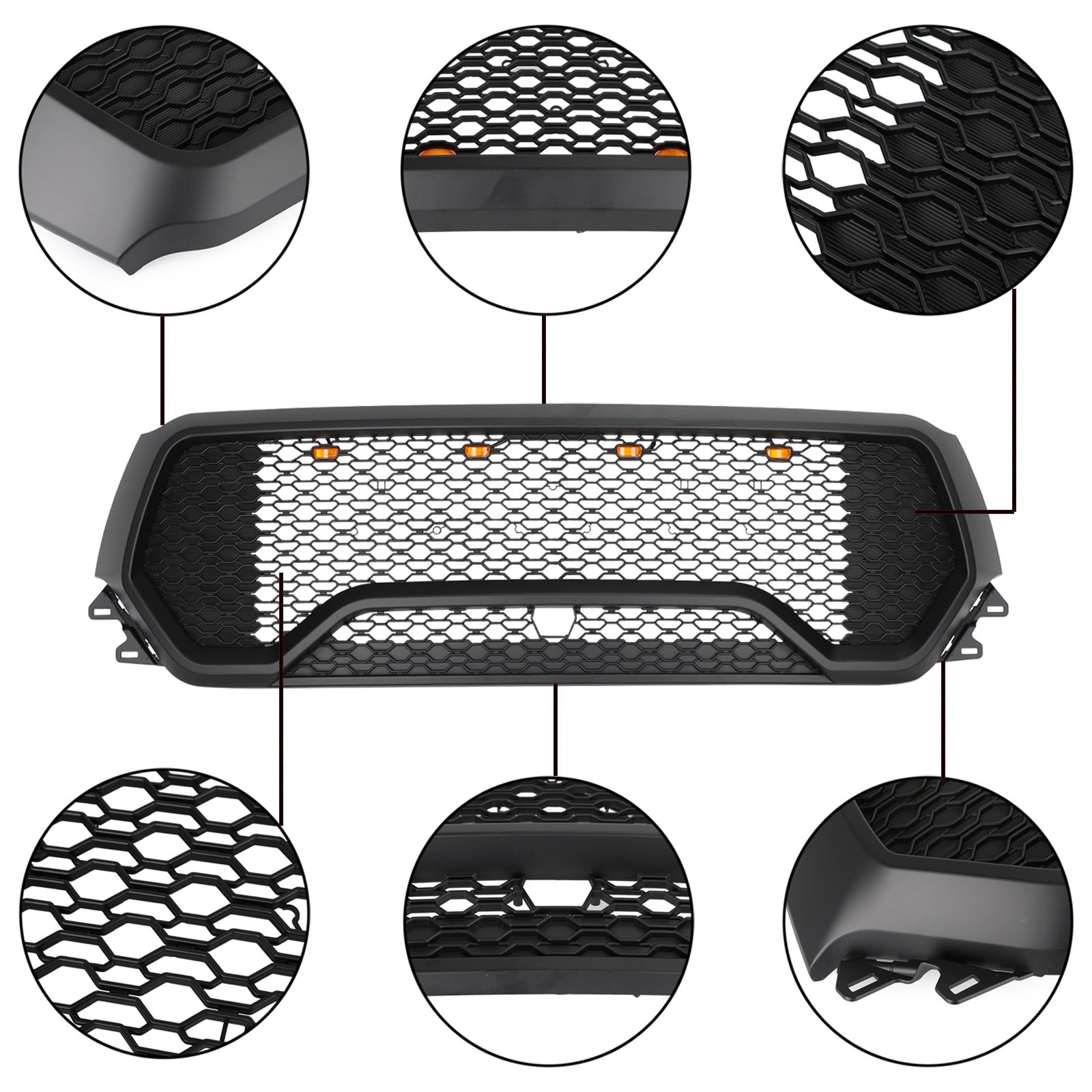 2019 2020 2021 2022 Dodge Ram 1500 TRX Style LED Honeycomb Front Upper Hood Grille