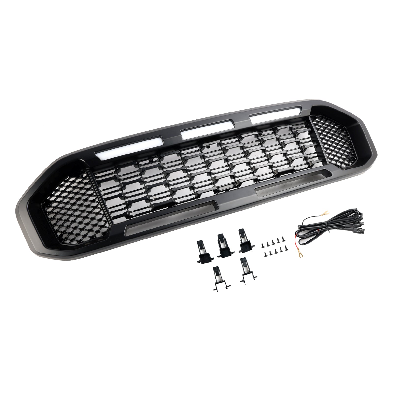 2019-2023 Ford Ranger T8 Black Front Bumper Grill Grille W/LED Light